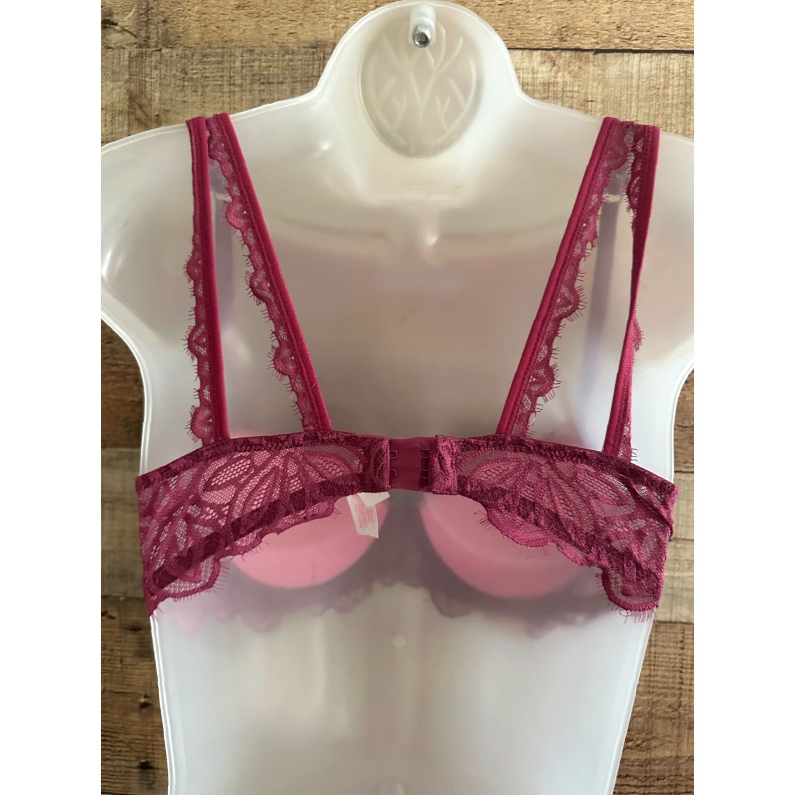 Victoria's Secret VINTAGE? Date Night Victoria's Secret Very Sexy Push Up Bra 32C Women Underwire Padded Racerback Burgundy Red Floral XS? Size ONE SIZE - 2 Thumbnail