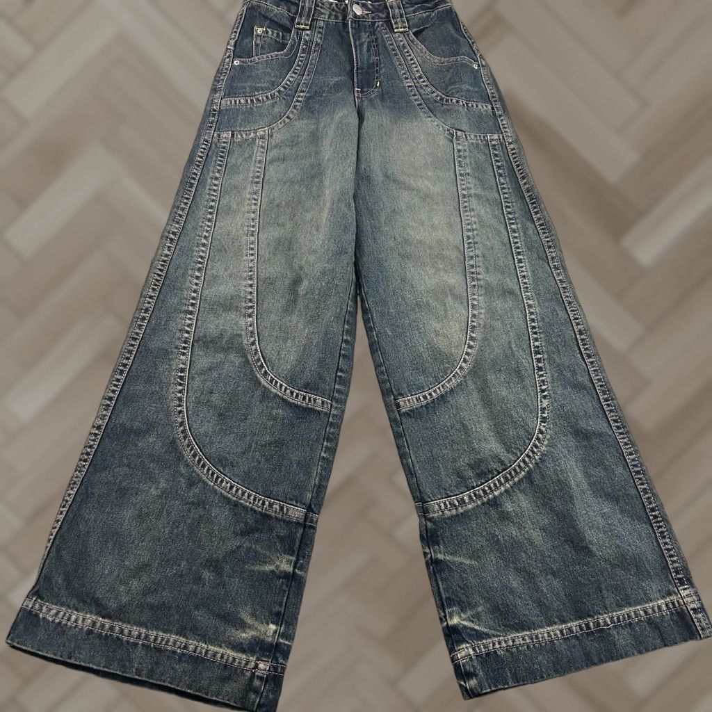 Vintage A.LAB 26" Mega Denim Blue Jeans Women's 0 Super Baggy Rave - Jeans, Women, 26, Blue, Denim, Wide-Leg, 5-Pocket Design, Regular, 0, A.LAB Size 26" / US 2 / IT 38 - 1 Thumbnail