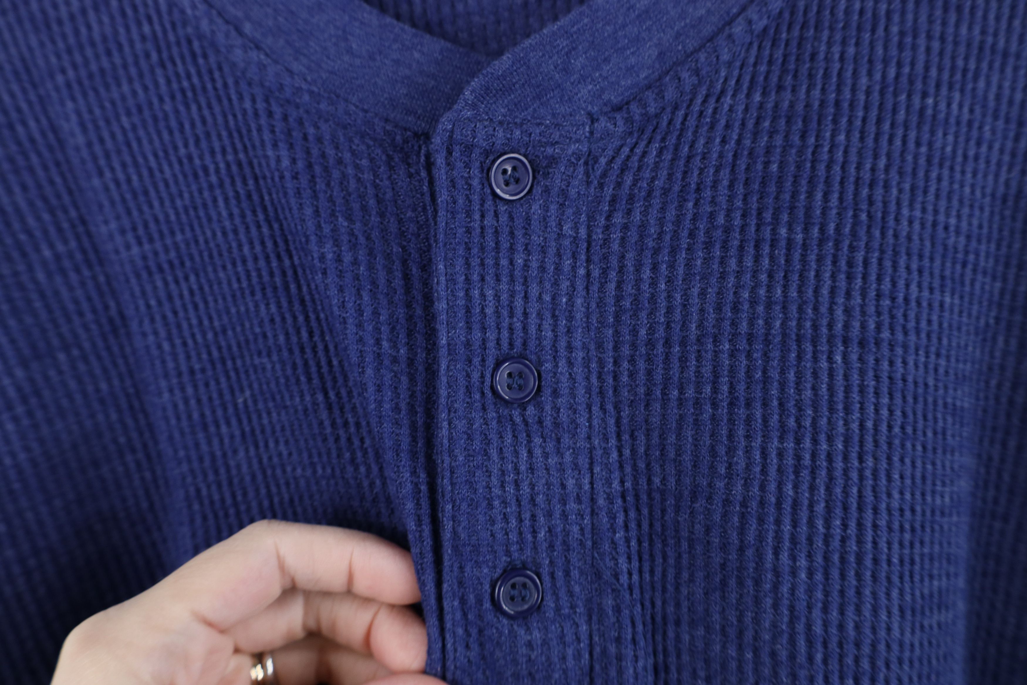 Vintage Vintage 90s Y2K Streetwear Waffle Knit Henley T-Shirt Size US L / EU 52-54 / 3 - 5 Thumbnail