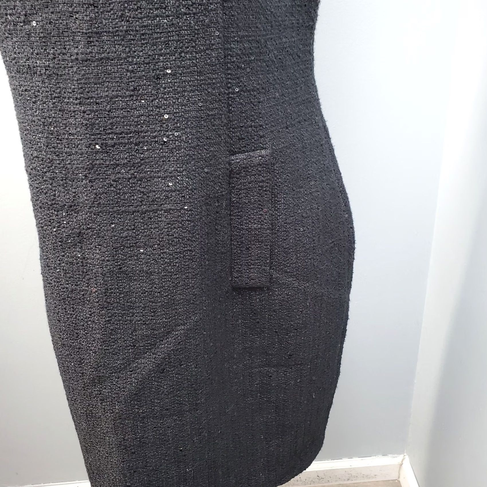 Anne Klein Anne Klein Sheath Dress Womens 8 Black Sequin Boucle Tweed Sleeveless Midi Dress Size M / US 6-8 / IT 42-44 - 6 Thumbnail