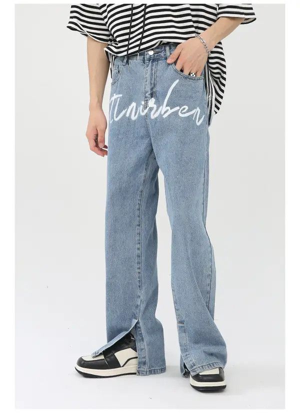 Japanese Brand Retro street print letter loose flared jeans y2k Size US 32 / EU 48 - 1 Thumbnail