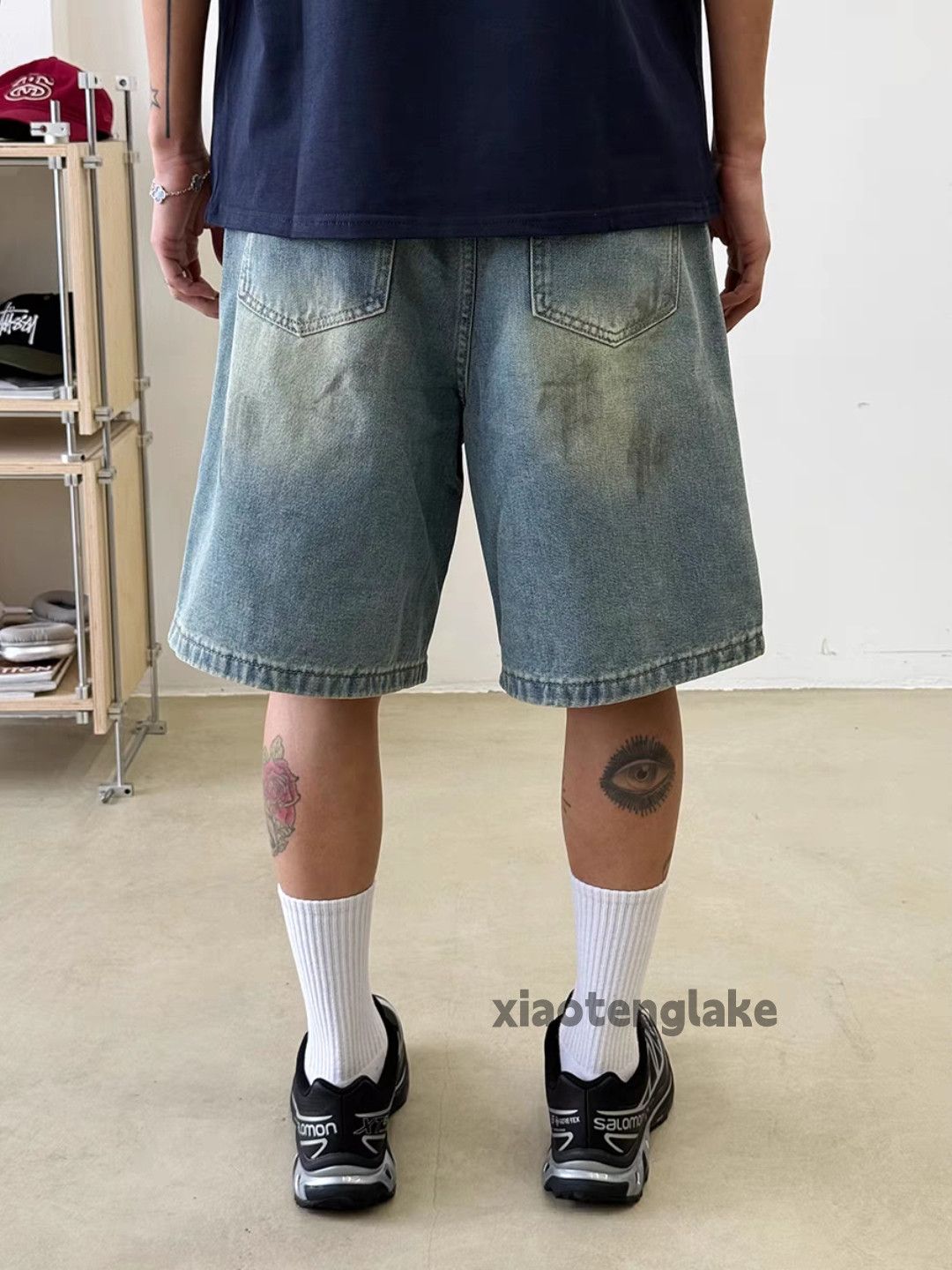 Jean utility washed faded punk yuppie stain hiphop shorts Size US 36 / EU 52 - 2 Thumbnail