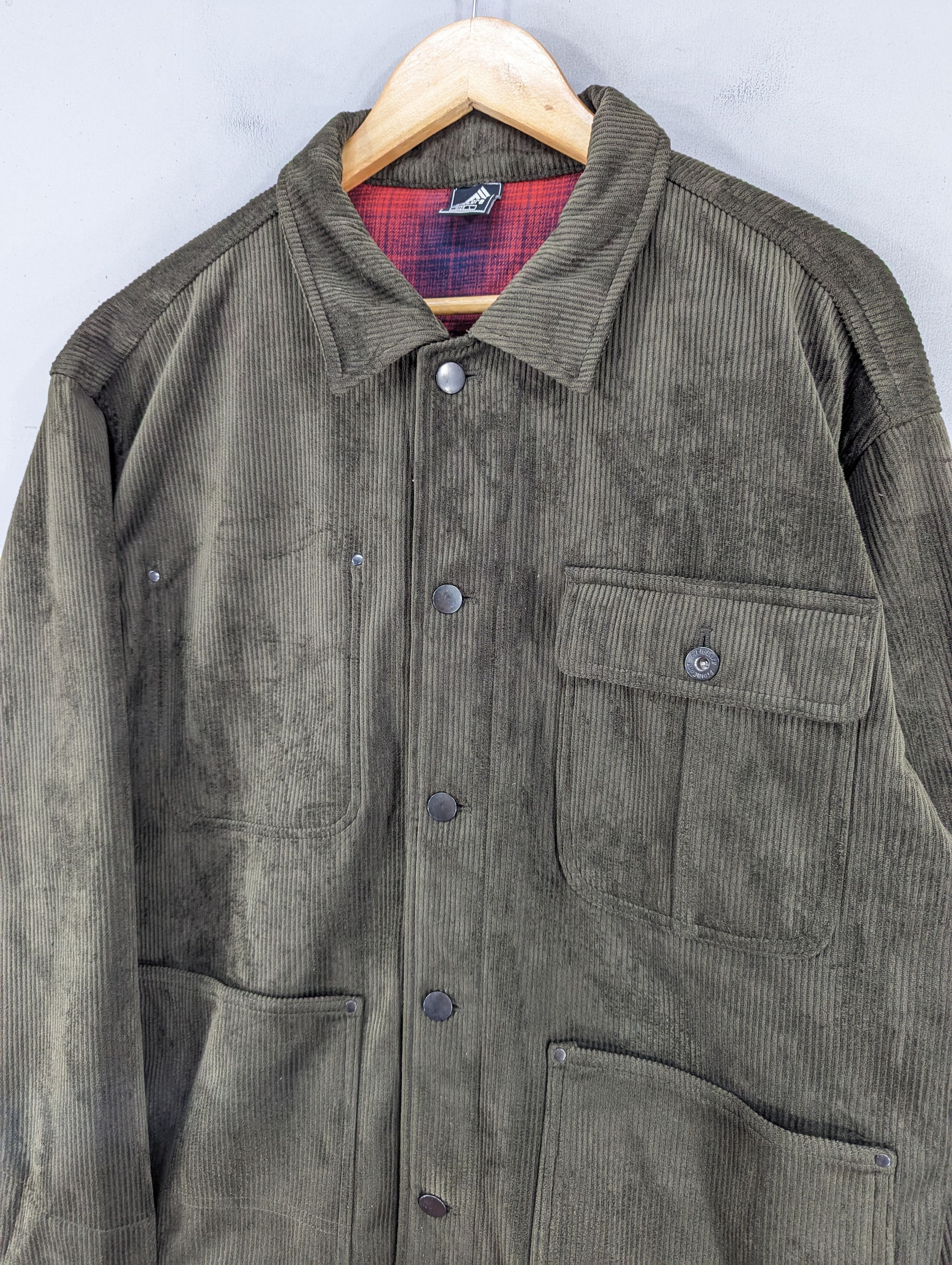 Japanese Brand Fieldcore Corduroy Velvet Olive Green Pocket Jacket Size US L / EU 52-54 / 3 - 5 Thumbnail