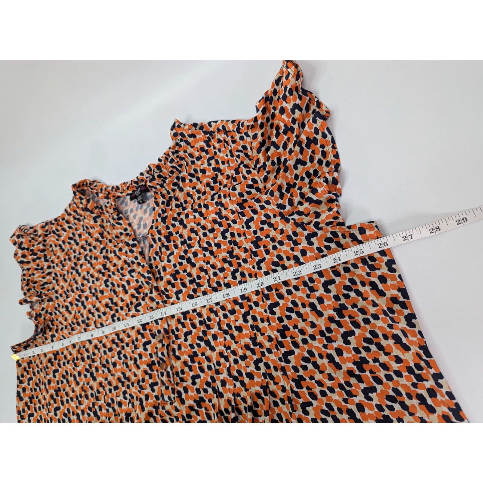 Vintage Cocomo 3X Orange Sleeveless Tank Top V-Neck Henley Shirt/Blouse - Plus Size Women - Dots Floral Tunic Casual Size XXL / US 16-18 / IT 52-54 - 4 Thumbnail