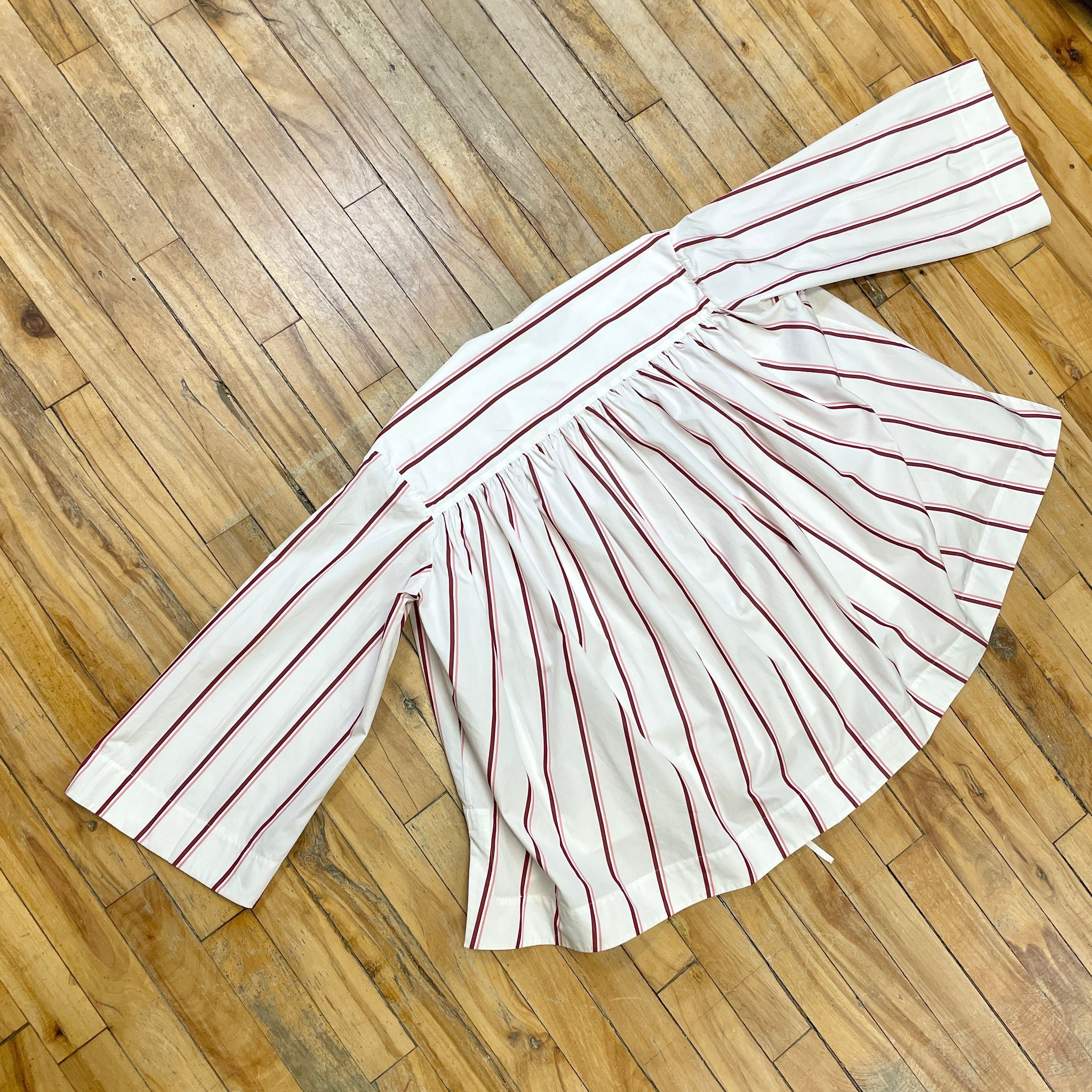 Calvin Klein Raf Simons for Calvin Klein 205W34NYC Vintage Designer Made in Italy Striped Cotton Blouse Size M Size M / US 6-8 / IT 42-44 - 4 Thumbnail