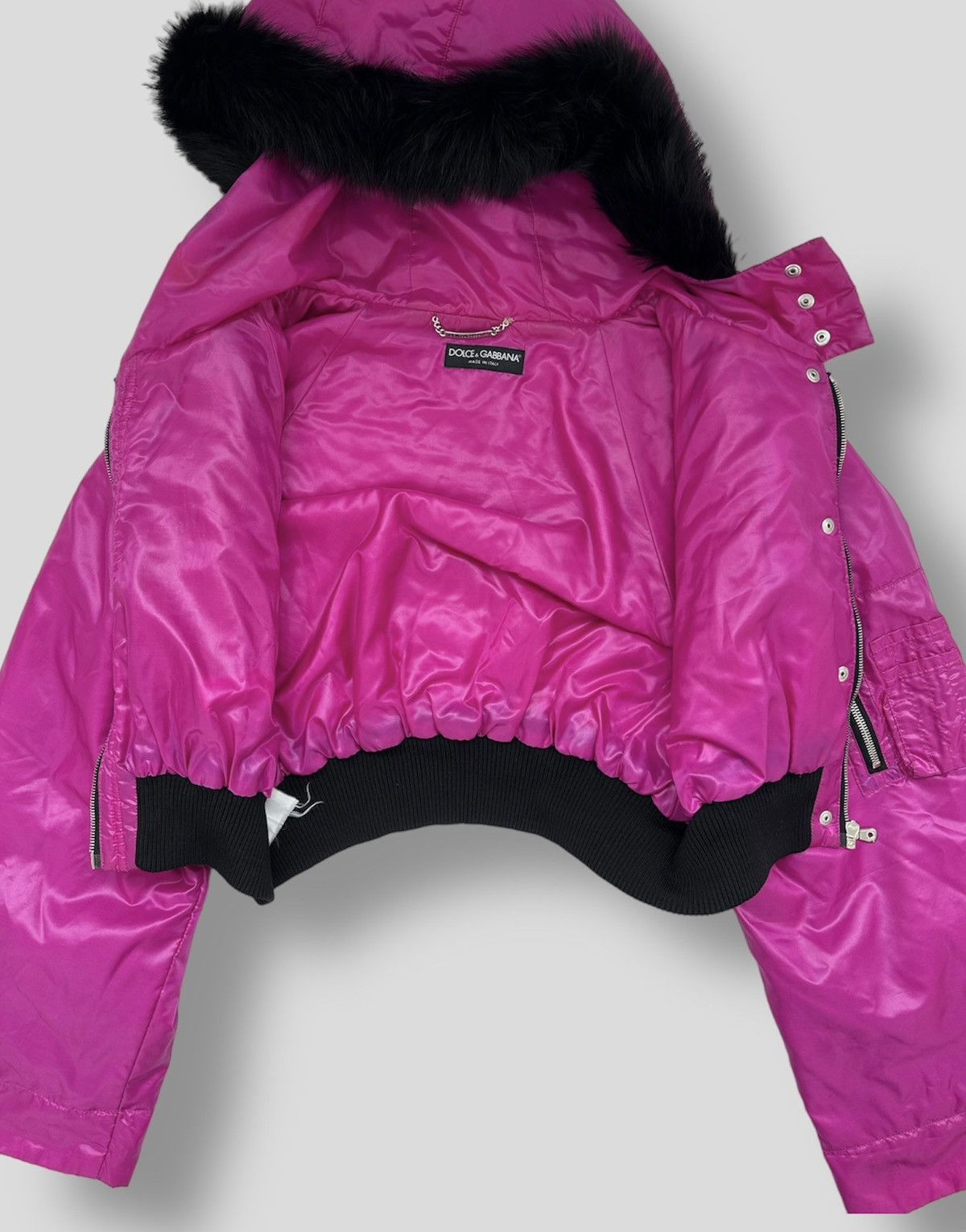 Dolce & Gabbana DOLCE & GABBANA FW 2003 Runway Fur Cropped Pink down Jacket Size M / US 6-8 / IT 42-44 - 9 Thumbnail
