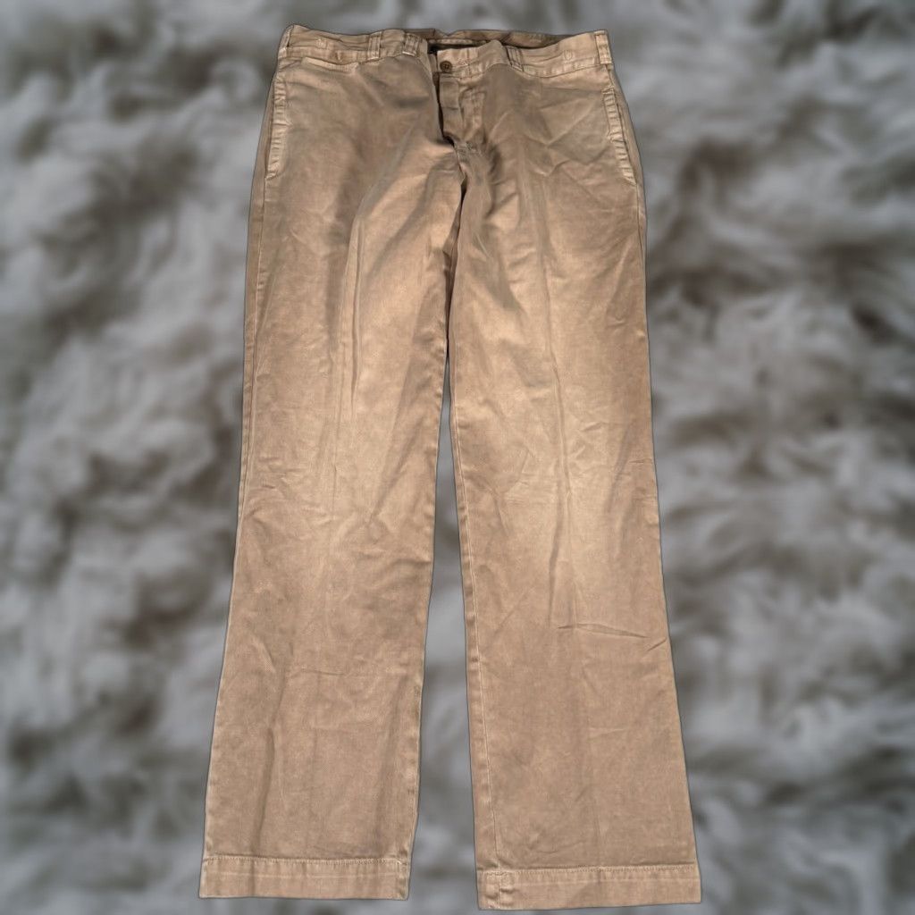 Polo Ralph Lauren VINTAGE Polo Ralph Lauren Pants Men 36x32 Khakis Beige Pockets Zip Front Slashed Pocket Canvas Cotton Mid Rise 10-12 In Regular 32 In Inseam Size US M / EU 48-50 / 2 - 1 Thumbnail