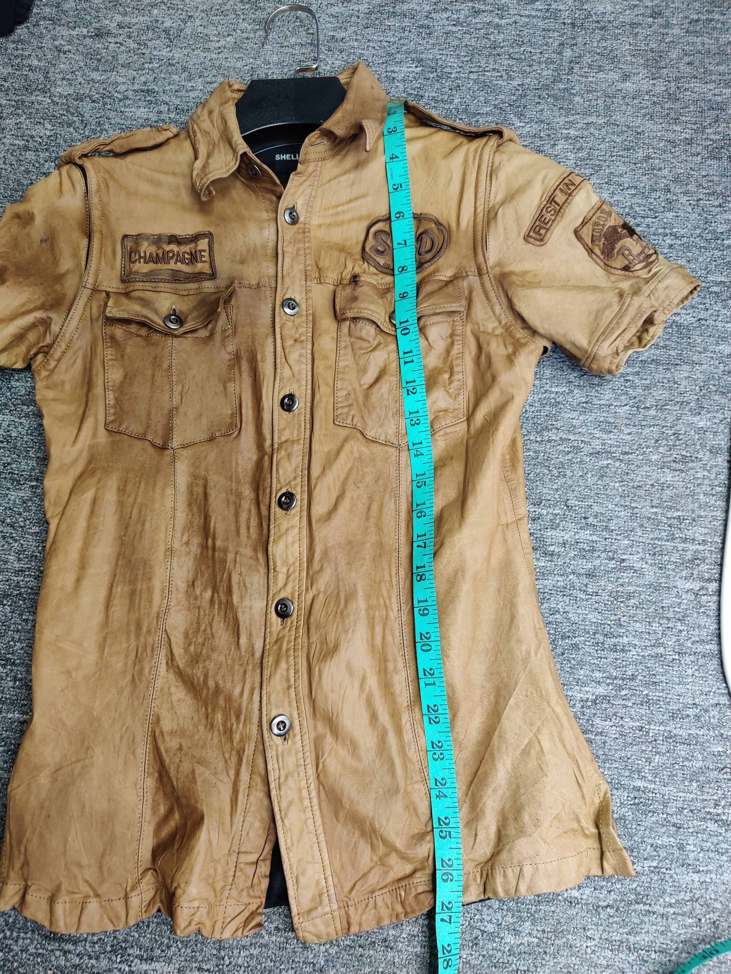 Shellac Vintage Shellac Pacthes Leather Short Sleeve Button Up Shirt Size US S / EU 44-46 / 1 - 15 Thumbnail