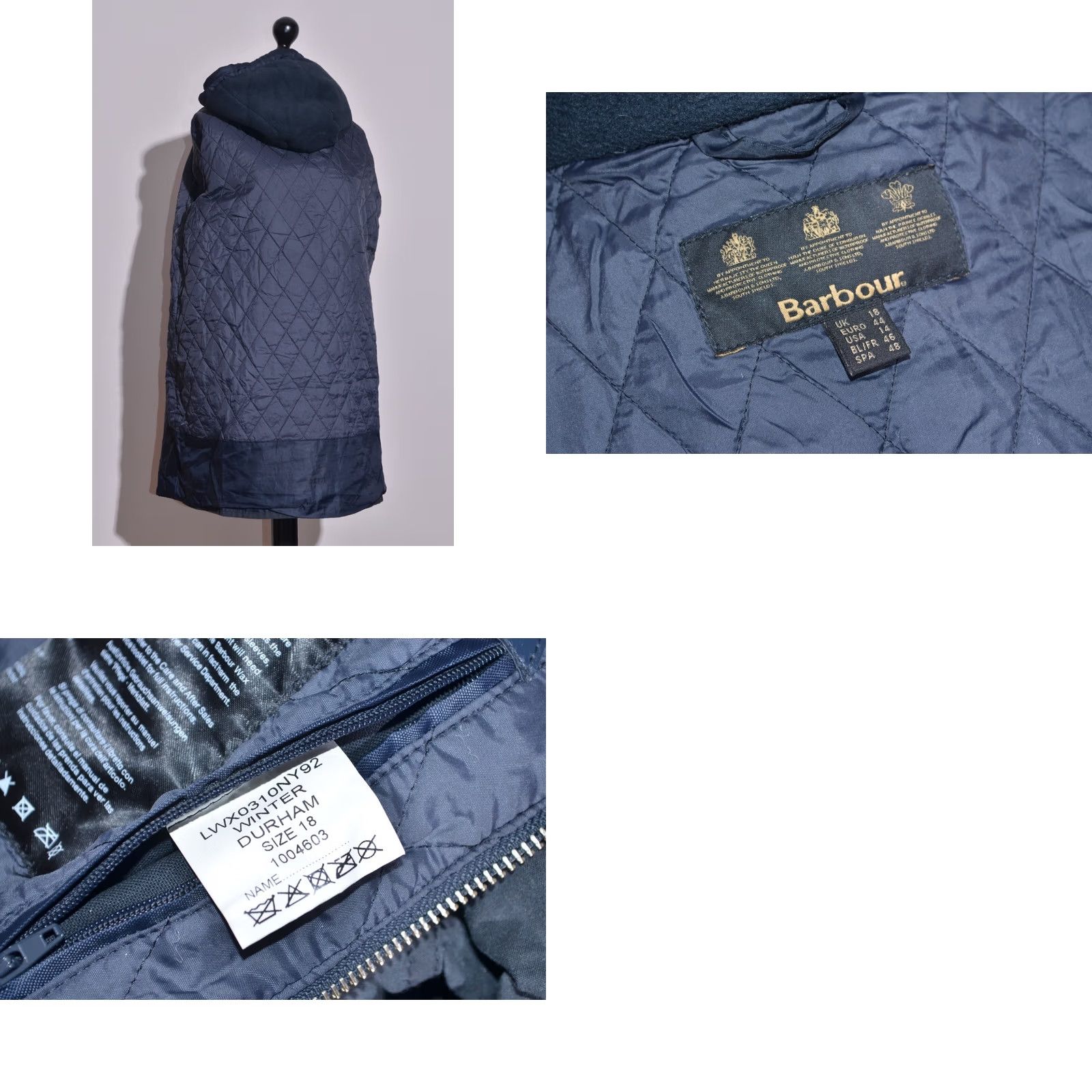 Barbour Barbour Jacket Parka Hooded Women Winter Durham Waxed Cotton Dark Navy UK18 US14 - 18 Size XXL / US 16-18 / IT 52-54 - 8 Thumbnail