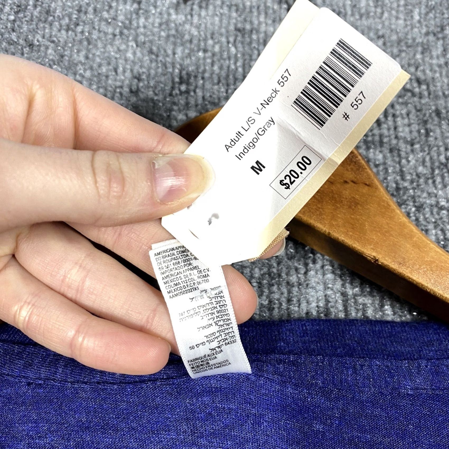 American Apparel Chinati Foundation T Shirt M Donald Judd Marfa Texas Long Sleeve V Neck NWT Blue Size US M / EU 48-50 / 2 - 6 Thumbnail