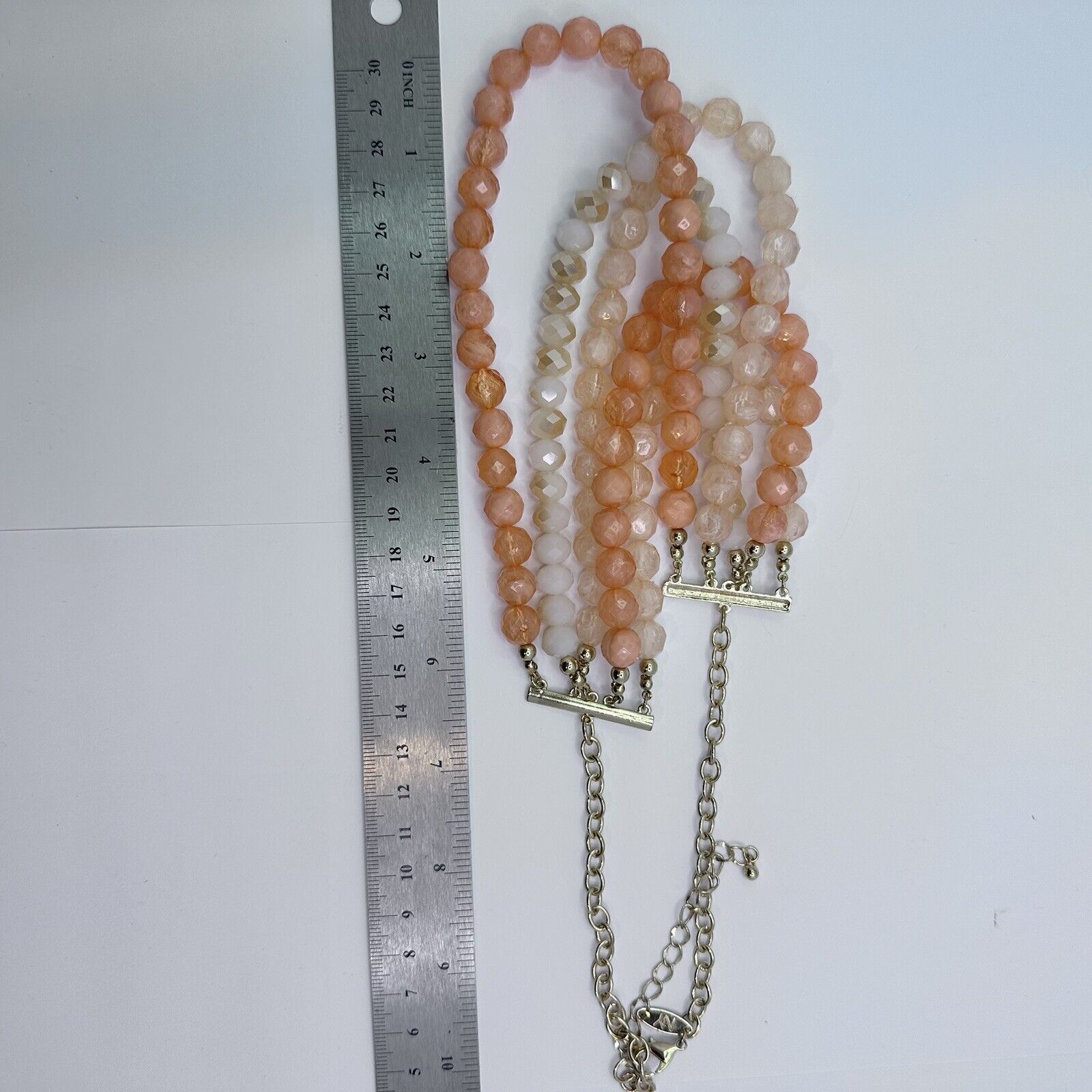 Lourdes NY Signed Multi Strand Necklace Peach Cream Faceted Beads Size ONE SIZE - 4 Thumbnail