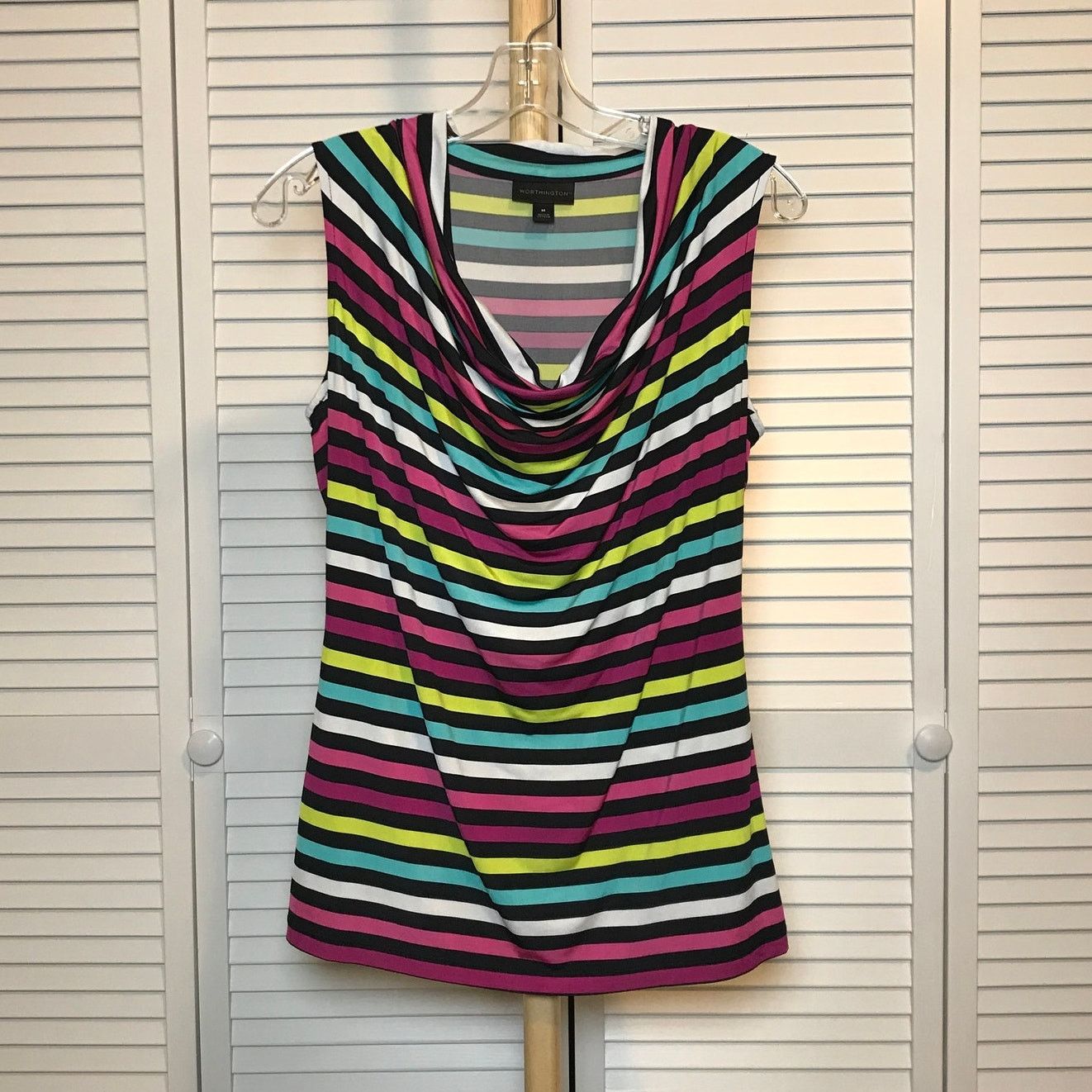 Worthington Worthington Strips Cowl Neck Sleeveless Blouse M Size M / US 6-8 / IT 42-44 - 1 Thumbnail