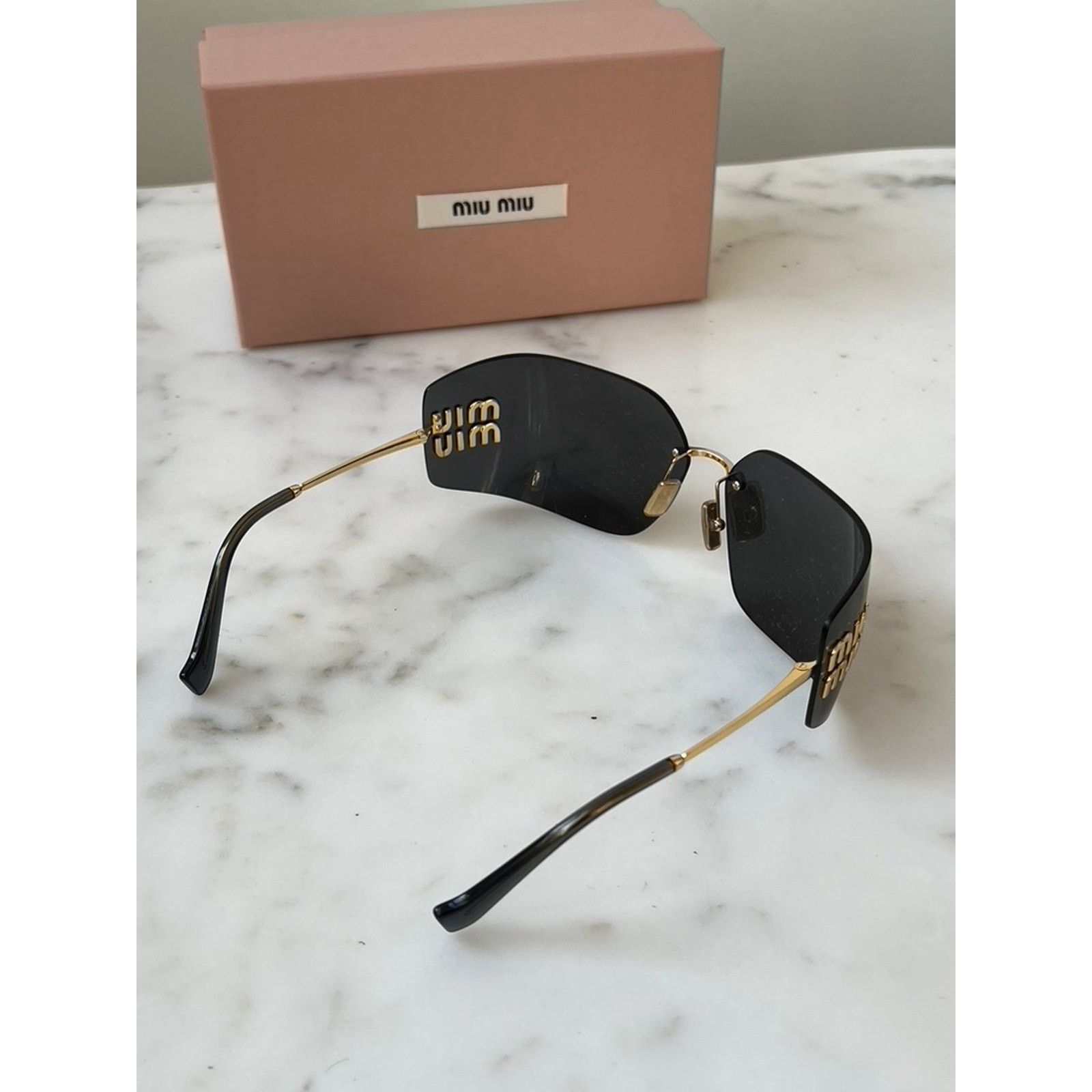 Miu Miu NEW Miu Miu MU54YS Dark Grey Shield Mask Sunglasses $610 Size ONE SIZE - 8 Thumbnail