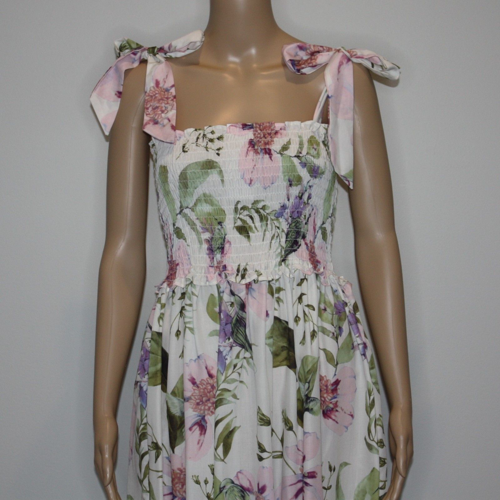 Other Goodnight Macaroon Floral Tie Shoulder Shirred Dress Size S / US 4 / IT 40 - 2 Thumbnail