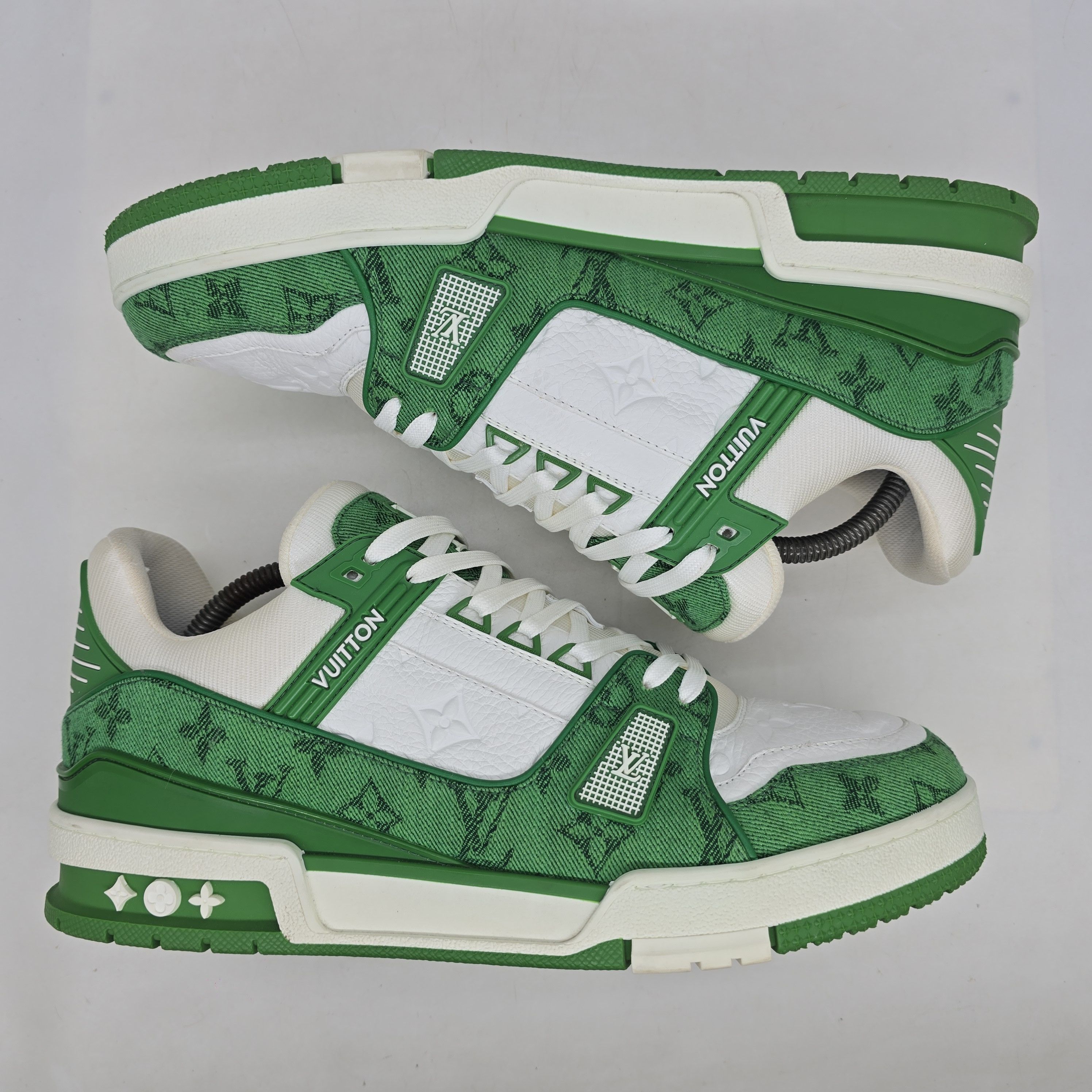 Louis Vuitton Louis Vuitton - Green Denim Monogram White Trainers Size US 10 / EU 43 - 6 Thumbnail