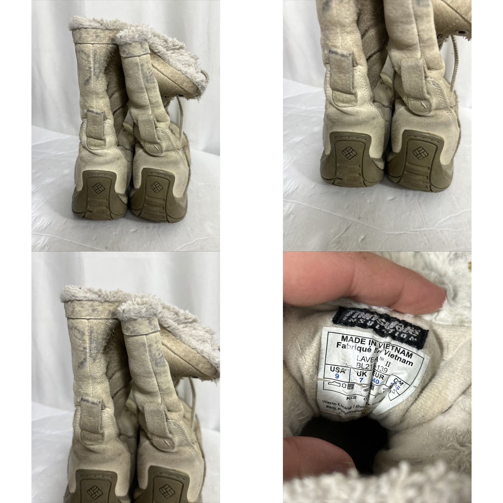 Vintage Columbia Women's Lavela II Suede Waterproof Winter Boots Thinsulate Ivory, Size US 9 / UK 7, Round Toe, Lace Up, Casual, Boot, M Width, Winter, Women Size US 7 / IT 37 - 9 Thumbnail