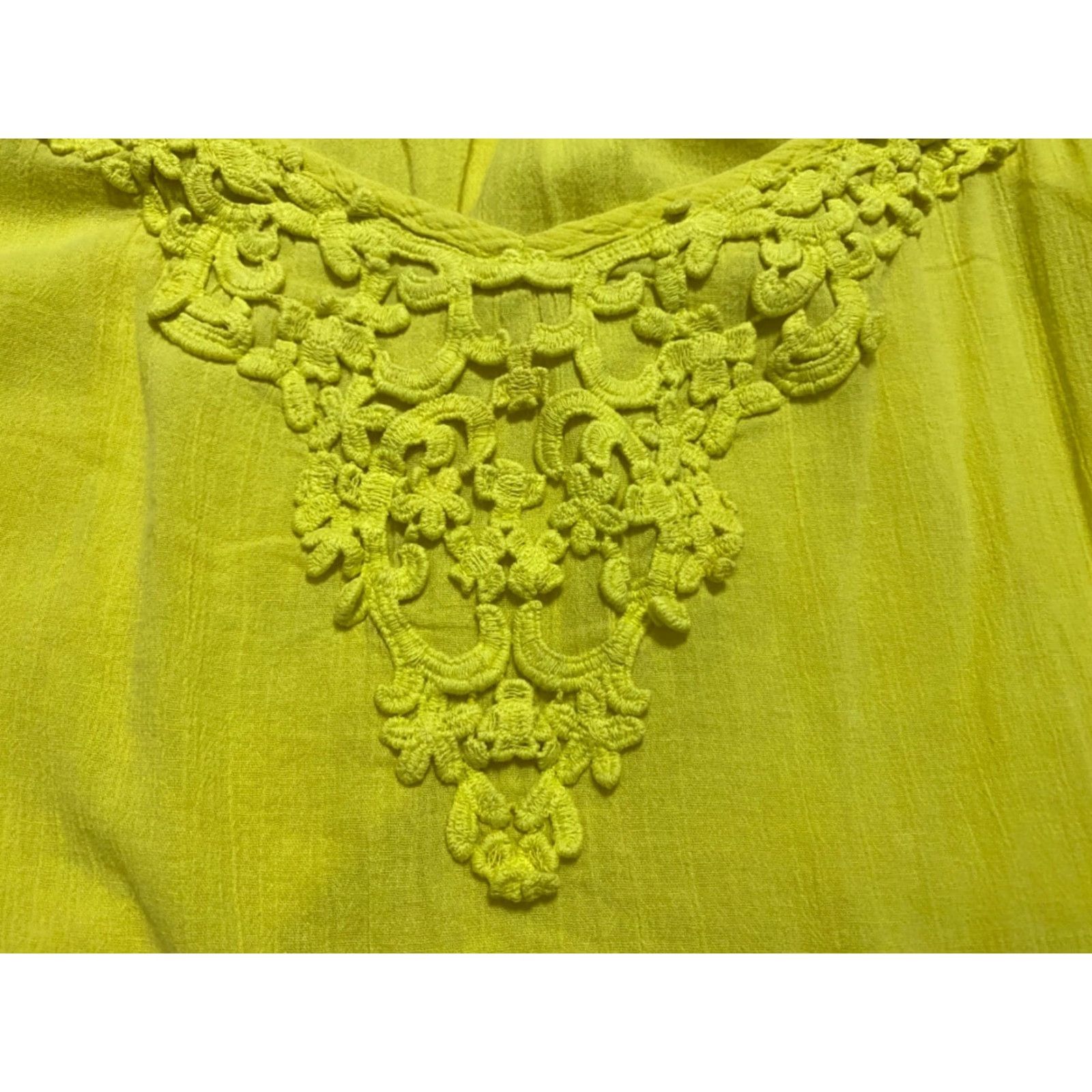 Vintage Catherines Women 1X Shirt Solid Yellow Short Sleeve V-Neck 100% Cotton Size XL / US 12-14 / IT 48-50 - 4 Thumbnail