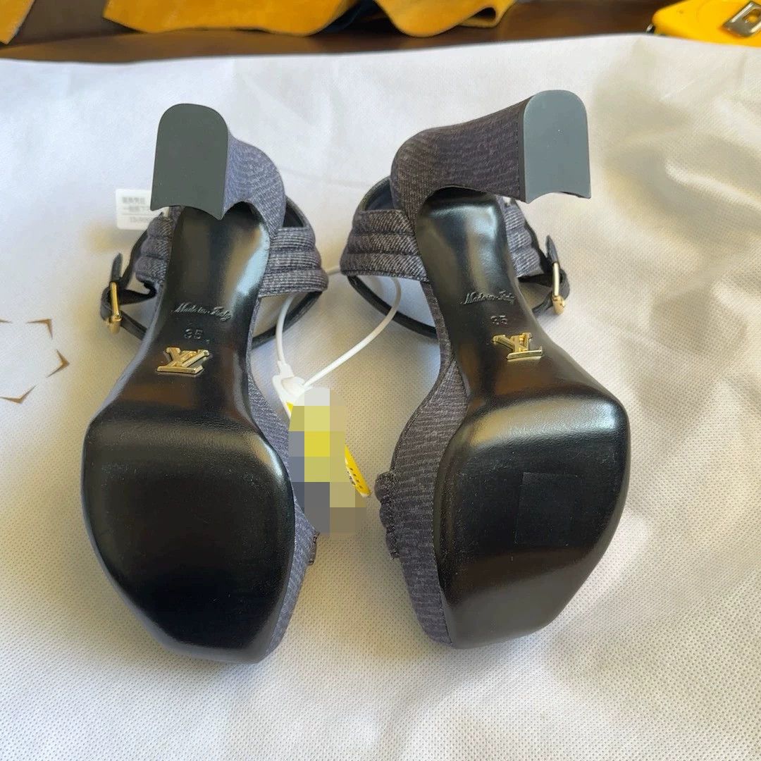 Louis Vuitton LV Women's New Denim Platform Heel Sandal 12.5cm 35 Size US 4.5 / IT 34.5 - 7 Thumbnail