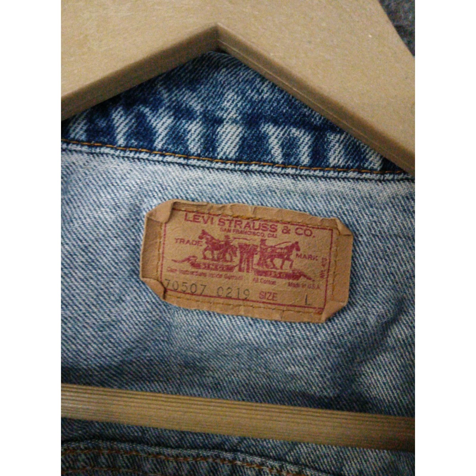 Levi's VINTAGE Levi's Jacket Denim Jeans Jacket 80s Mens Regular Size L Blue Acid Wash Back Logo Mini Mouse 70507 Size US 33 - 6 Thumbnail
