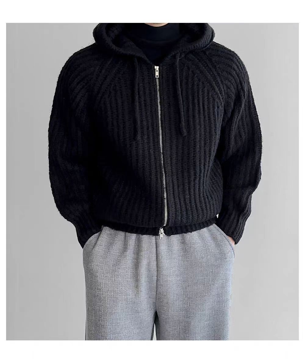 Japanese Brand Vintage Knit Thick Sweater Black L Hooded Jacket Coat Size US L / EU 52-54 / 3 - 3 Thumbnail
