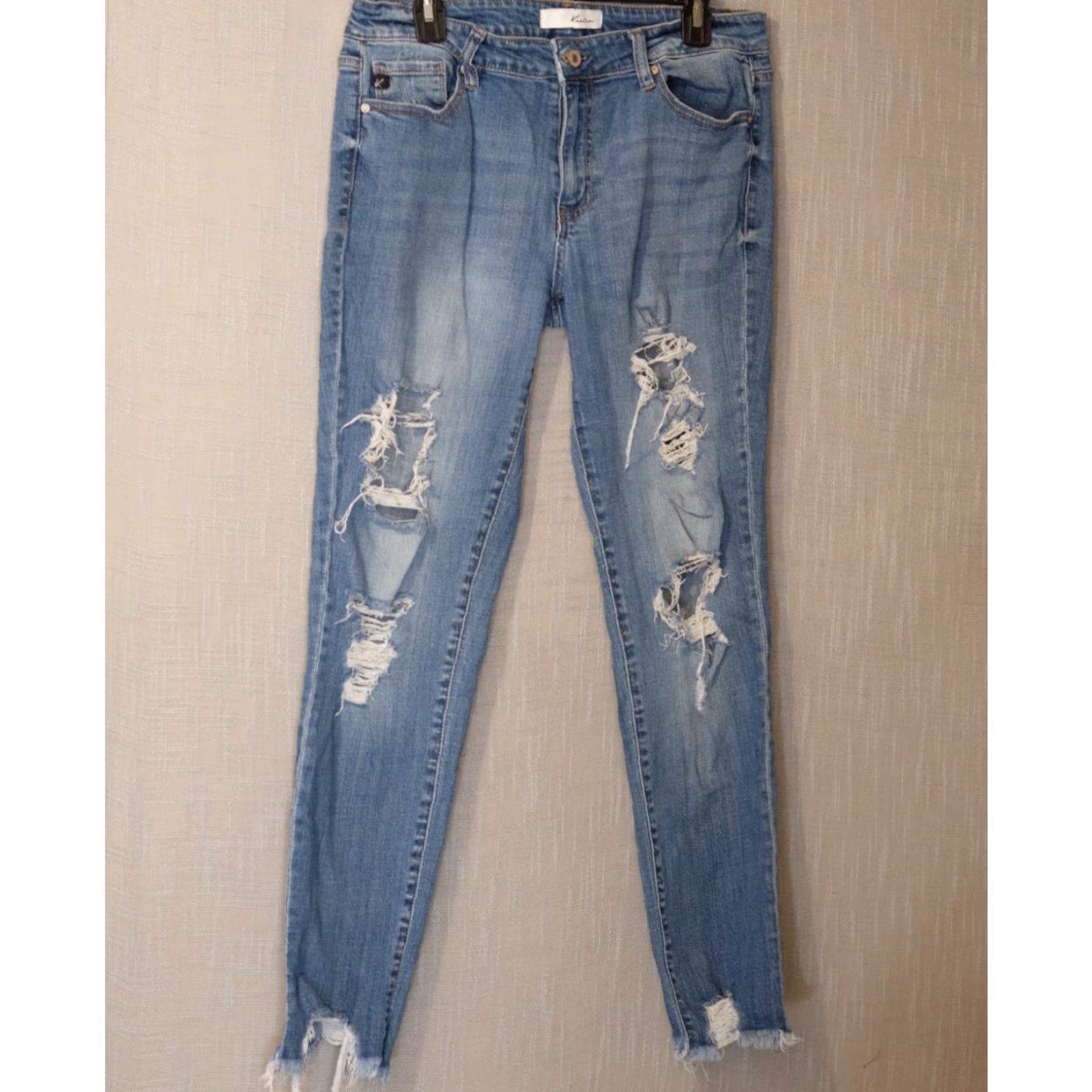 Vintage VINTAGE KanCan Jeans Distressed Raw Hem Medium Wash Mid-Rise Juniors 13/30 #A17-2 Size 34" / US 12 / IT 48 - 2 Thumbnail