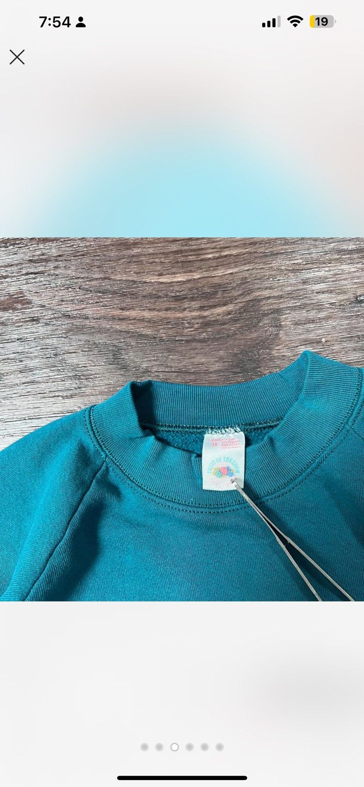 Fruit Of The Loom Vintage 1990s Raglan turquoise crewneck very boxy TTS XL Size US XL / EU 56 / 4 - 3 Thumbnail