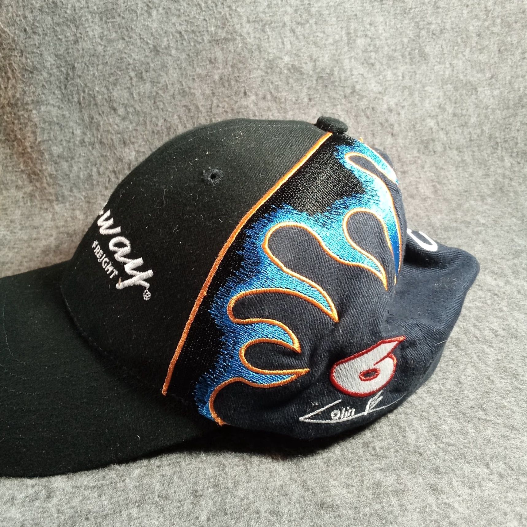 Vintage Conway Freight Hat Cap Adjustable Str ap Back Men Colin Braun 6 Black Blue Flames Baseball Cap Men Adjustable StrapBack Size ONE SIZE - 3 Thumbnail