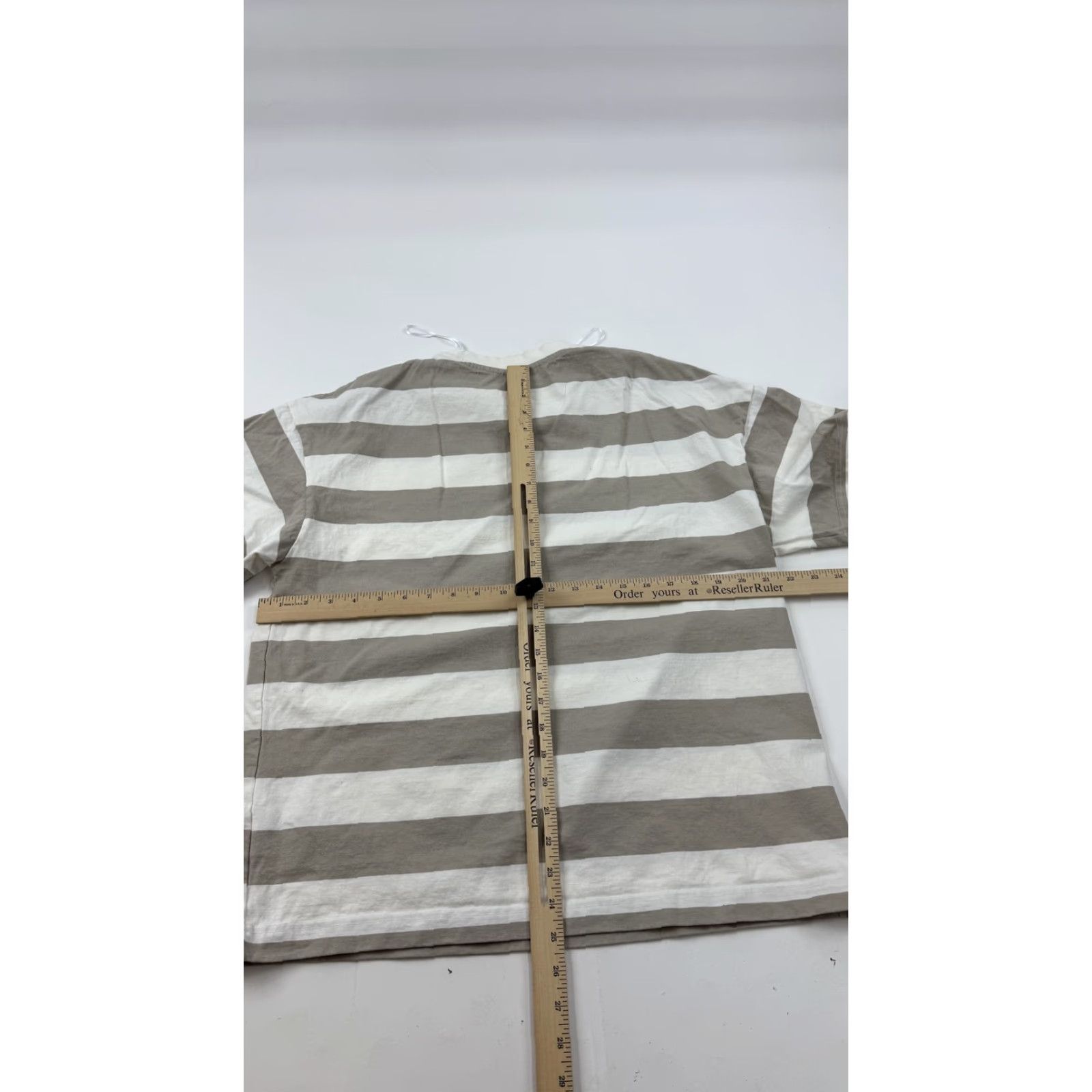 H&M H&M Shirt Womens Small Striped Beige White Boxy Fit Cotton Crewneck Tee Casual Size S / US 4 / IT 40 - 5 Thumbnail