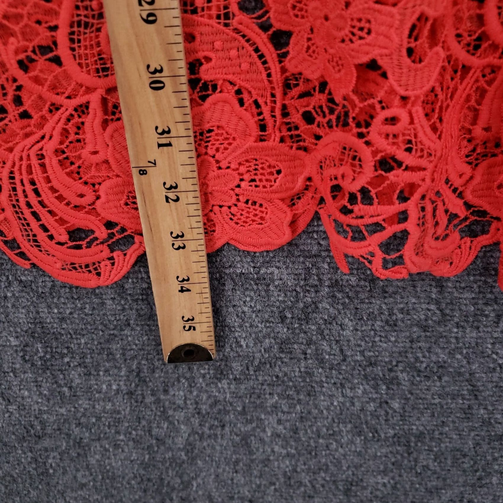 Vintage Catherines Cardigan Womens 16W Red Women Plus Tunic Crochet Lace Sleeve Boho Size XXL / US 16-18 / IT 52-54 - 4 Thumbnail