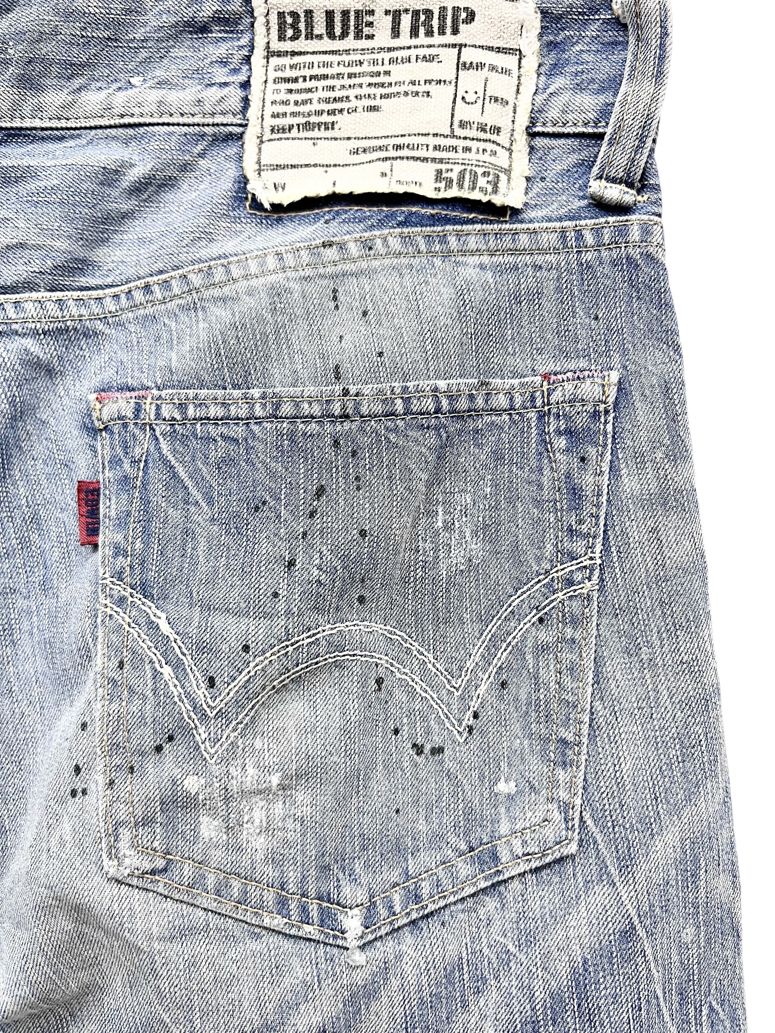 Edwin BLUE TRIP Grunge Flare Light Wash Blue Natural Ripped Denim Size US 34 / EU 50 - 9 Thumbnail