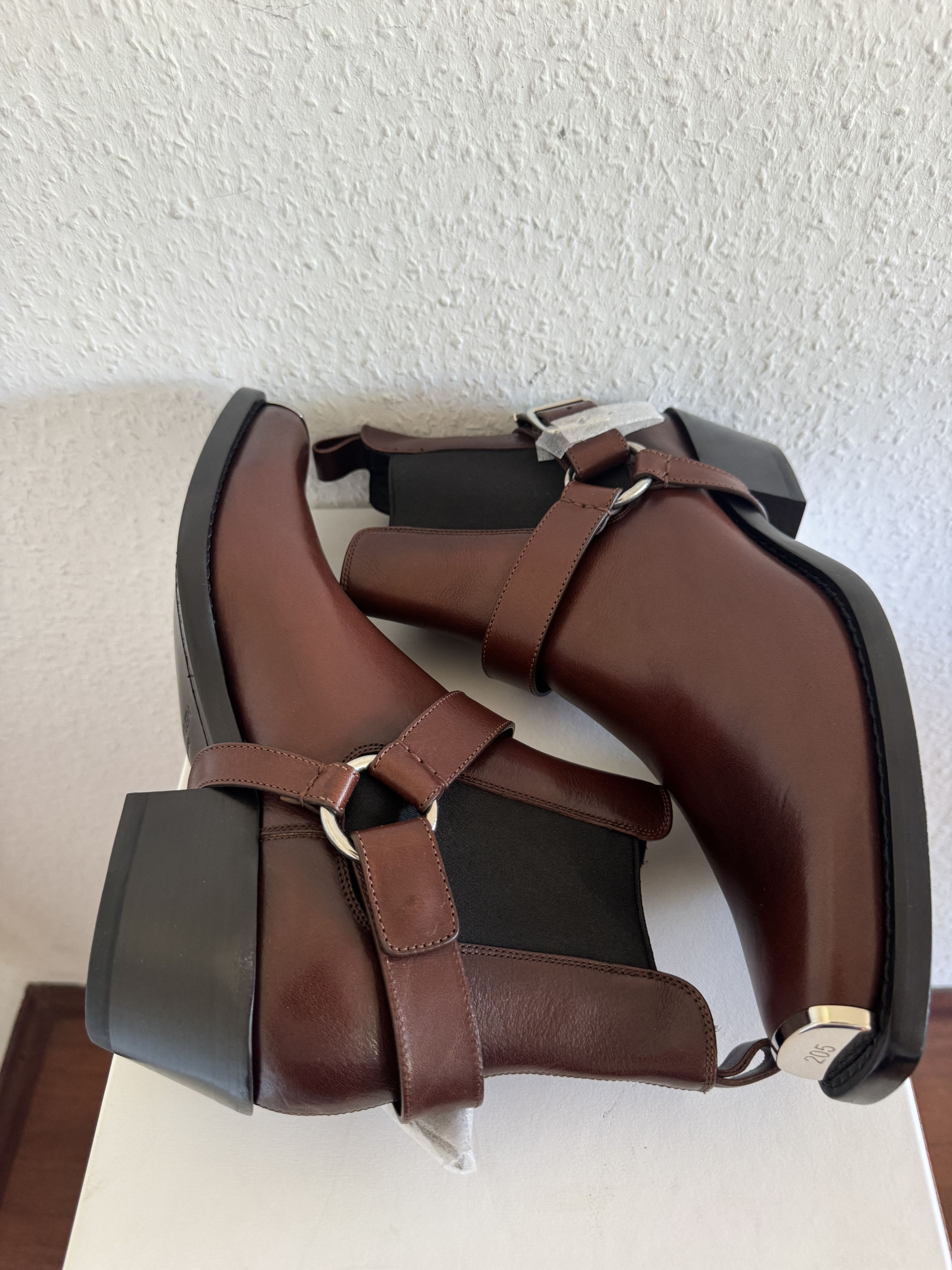 Brown Leather Harness Boots