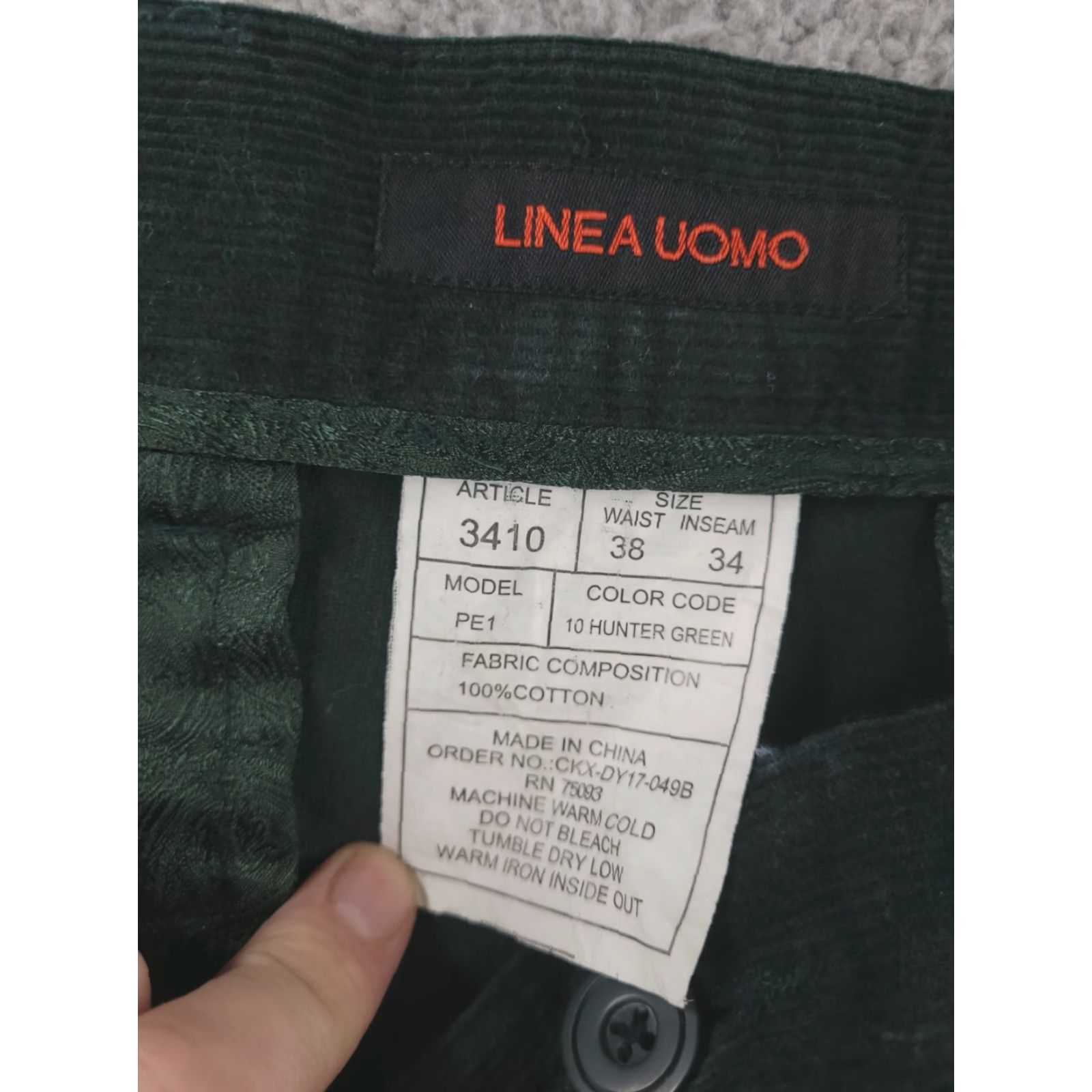 Vintage Linea Uomo Pants Mens 37x33 Green Corduroy Relaxed Fit Chino Cotton Vintage Size US 37 - 3 Thumbnail