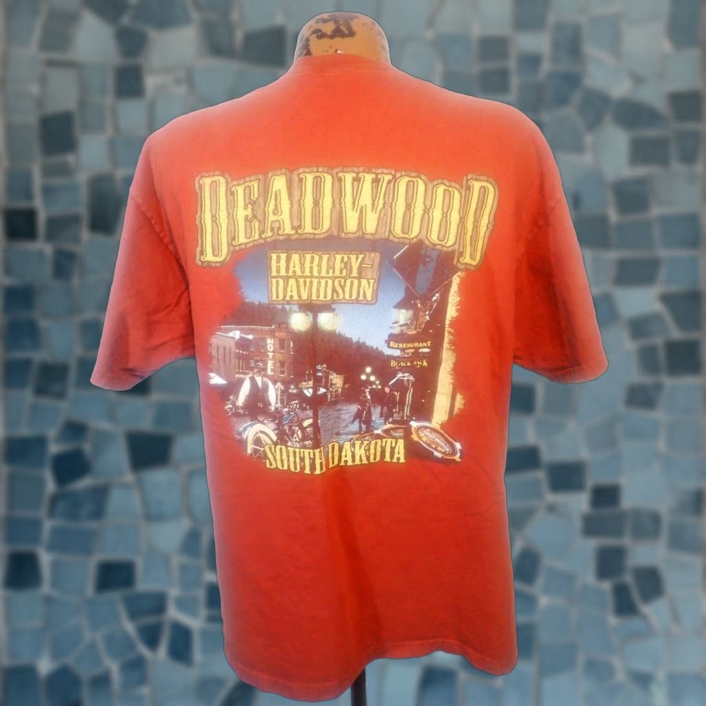 Harley Davidson VINTAGE Harley-Davidson Tee T-Shirt XL Men Harley-Davidson Deadwood Sturgis USA Made Biker Size US XL / EU 56 / 4 - 1 Thumbnail