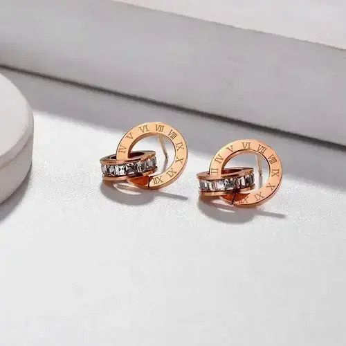 Jewelry Roman Number Carved Earring Size ONE SIZE - 5 Thumbnail