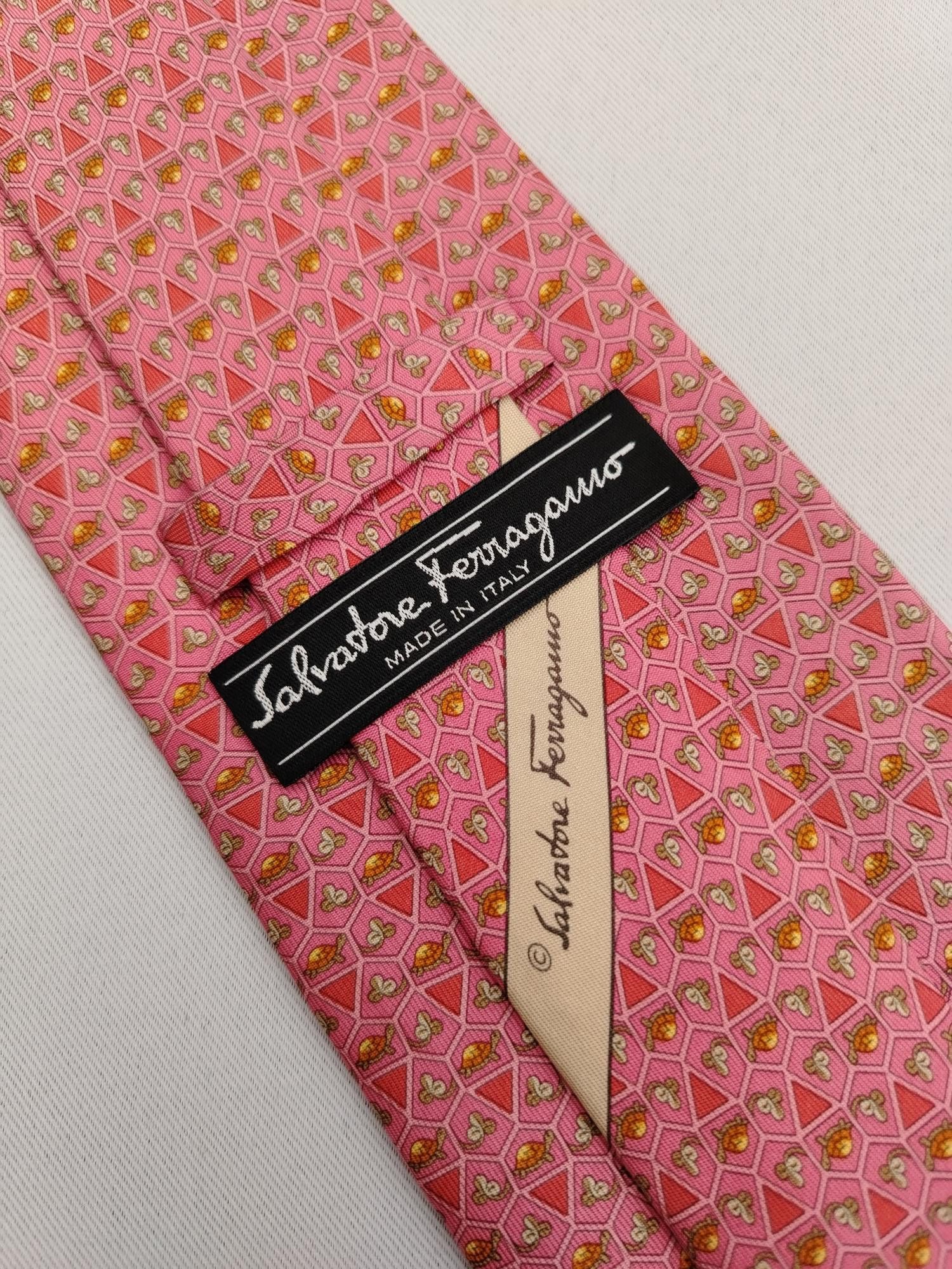 Salvatore Ferragamo Salvatore Ferragamo SF Silk Necktie Turtle Tortoise Men Tie Size ONE SIZE - 6 Thumbnail