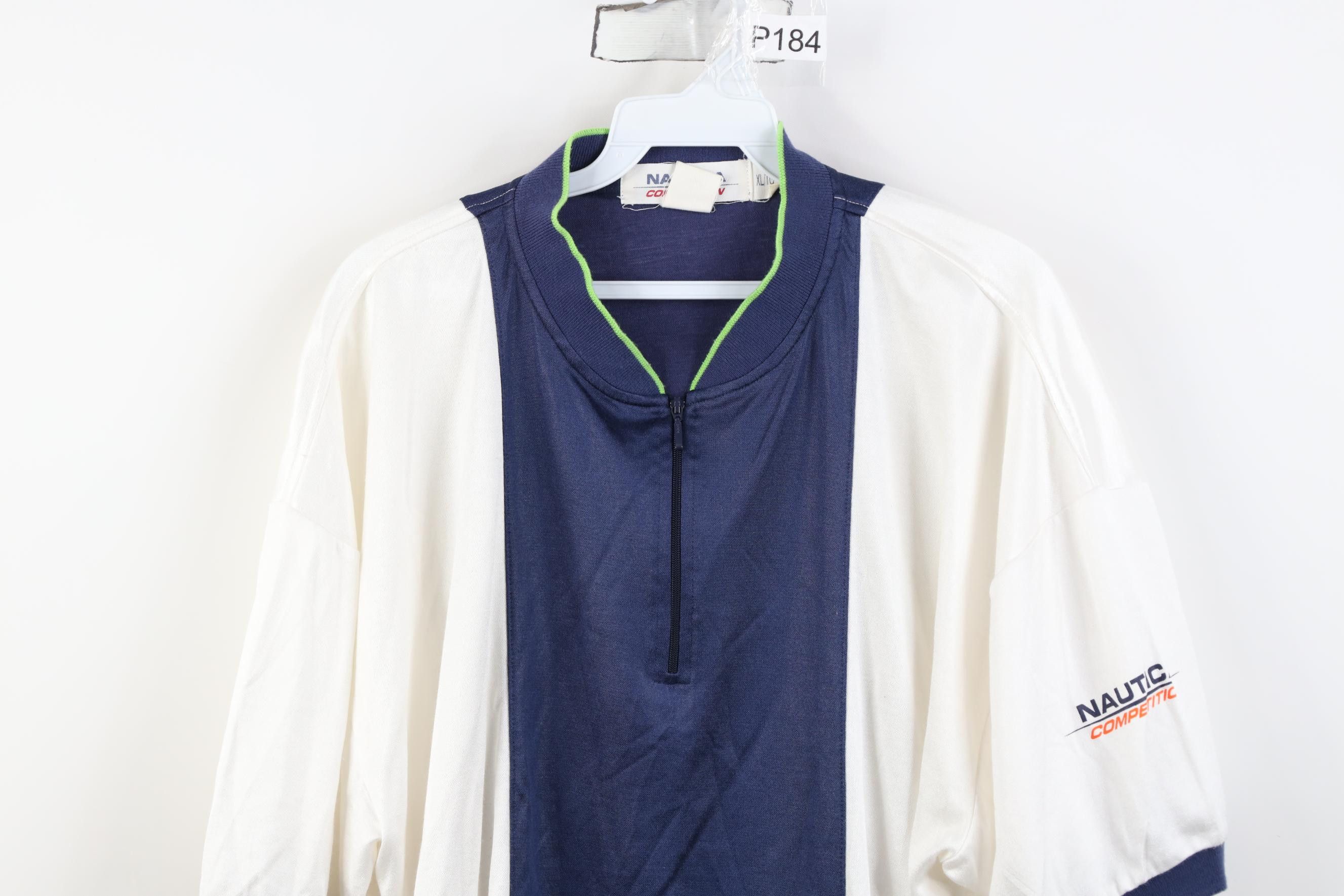 Nautica Vintage 90s Nautica Competition Block 1/4 Zip Jersey T-Shirt Size US XL / EU 56 / 4 - 2 Thumbnail