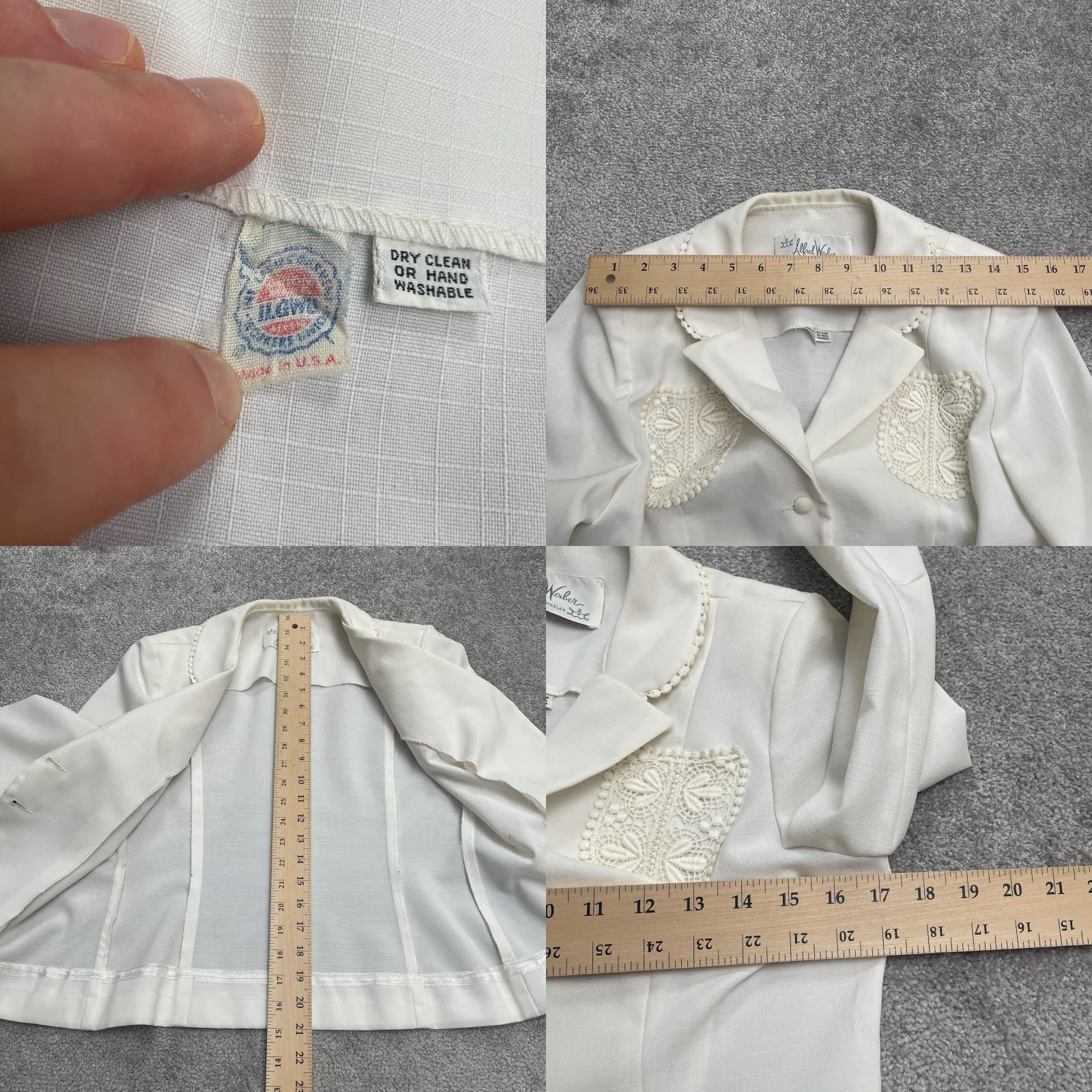 Vintage VINTAGE ILGWU Unlined Blazer Jacket Womens S Ivory Button Up Embroidered Blazer Jacket Size S / US 4 / IT 40 - 8 Thumbnail