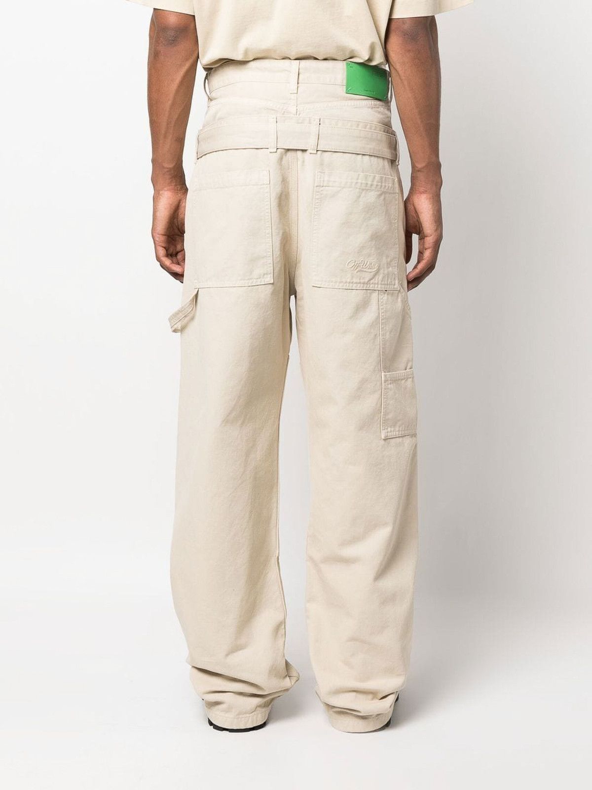 Off-White o1gr1nt0125 Wave Off Canvas Double Over Pant in Beige Size US 36 / EU 52 - 4 Thumbnail