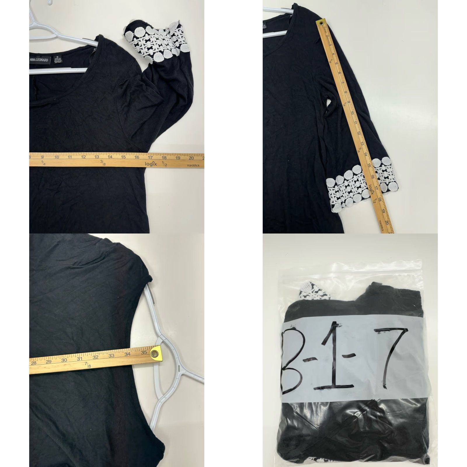 Vintage Nina Leonard Womens Dress Size Medium Black White Lace Trim Long Sleeve Dress Ladies Medium Black White Lace Trim Long Sleeve Size M / US 6-8 / IT 42-44 - 8 Thumbnail