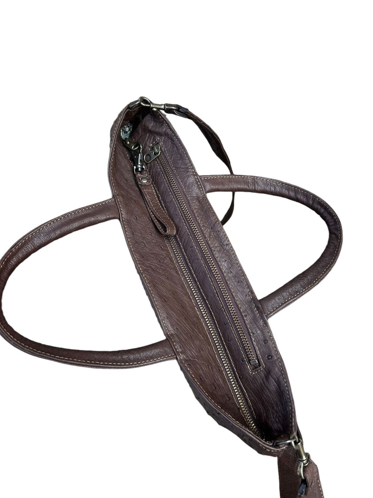 Leather Vintage Ostrich Leather 2 Way Bag AKI Leather Work Japan Size ONE SIZE - 17 Thumbnail