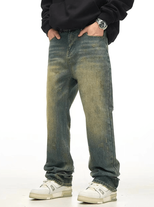 Japanese Brand American high street washed distressed flared jeans y2k Size US 32 / EU 48 - 1 Thumbnail