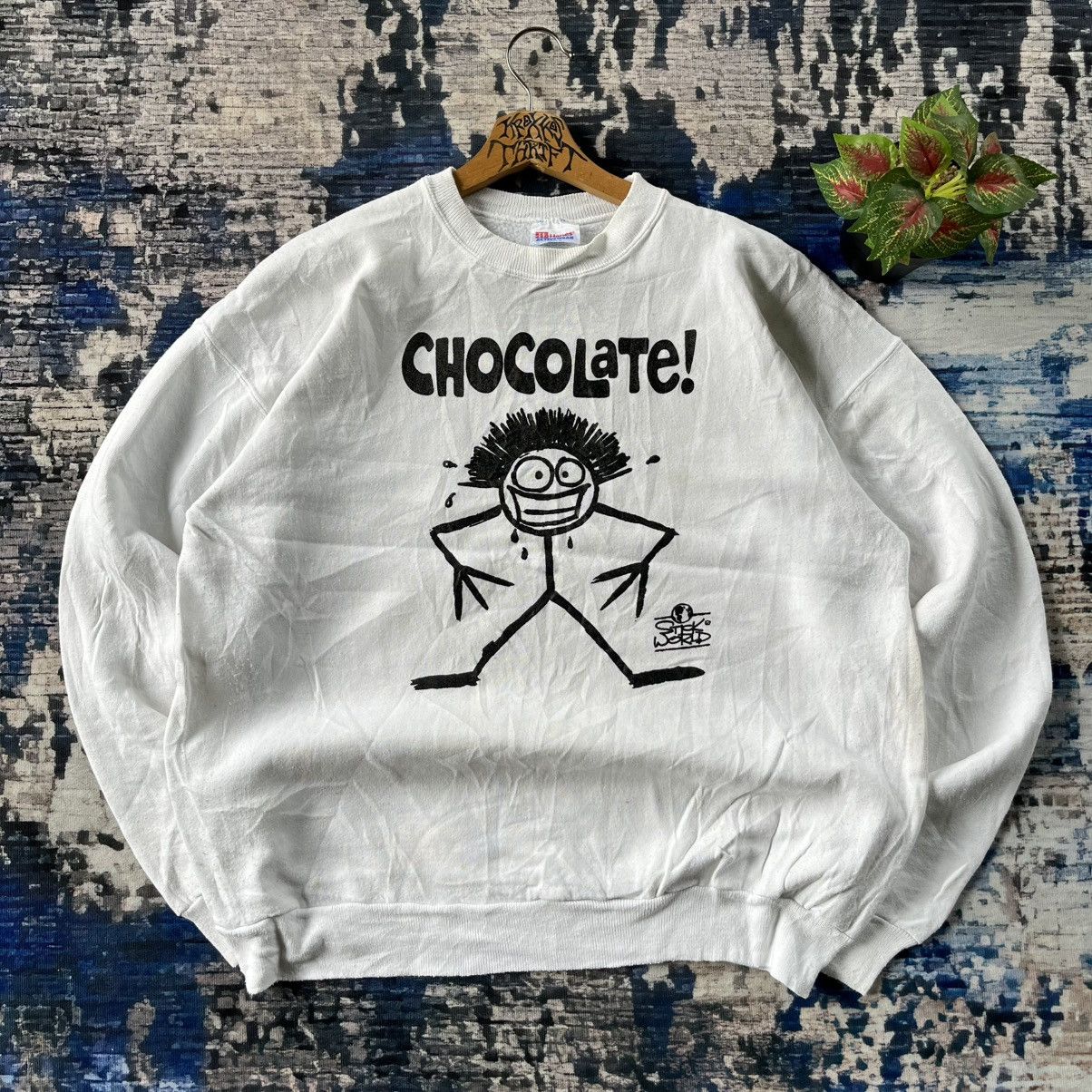 Chocolate × Vintage 💥RARE Vintage Chocolate Stick World Big Logo Sweetshirts 90s Size US XL / EU 56 / 4 - 1 Thumbnail