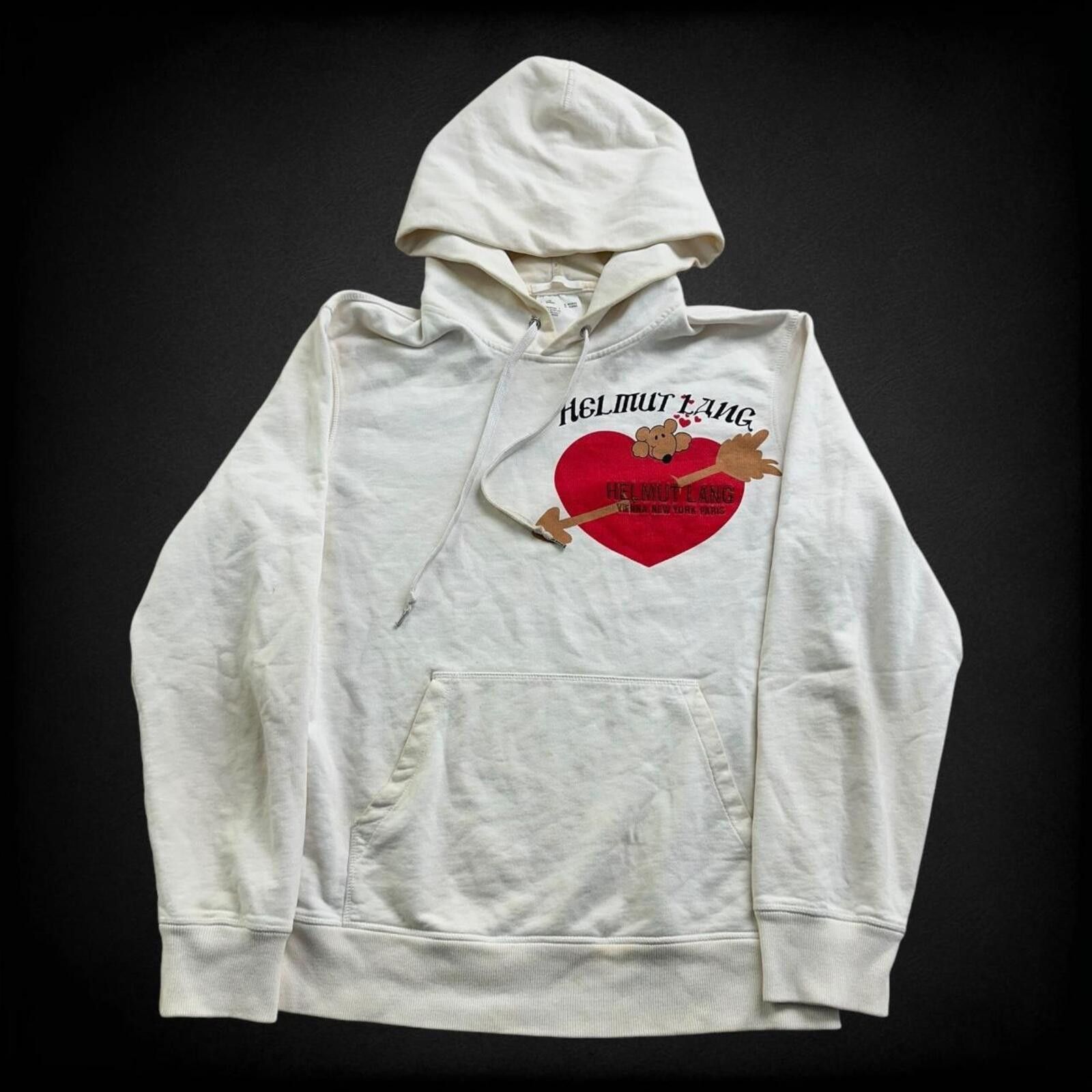 Helmut Lang White Helmut Lang hoodie with red heart design! Size US L / EU 52-54 / 3 - 2 Thumbnail