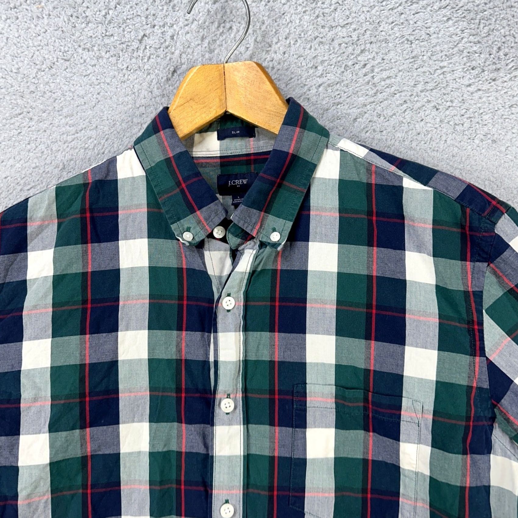 J.Crew J Crew Button Down Shirt Mens Large Blue Green Plaid Slim Fit Pocket Long Sleeve Size US L / EU 52-54 / 3 - 5 Thumbnail