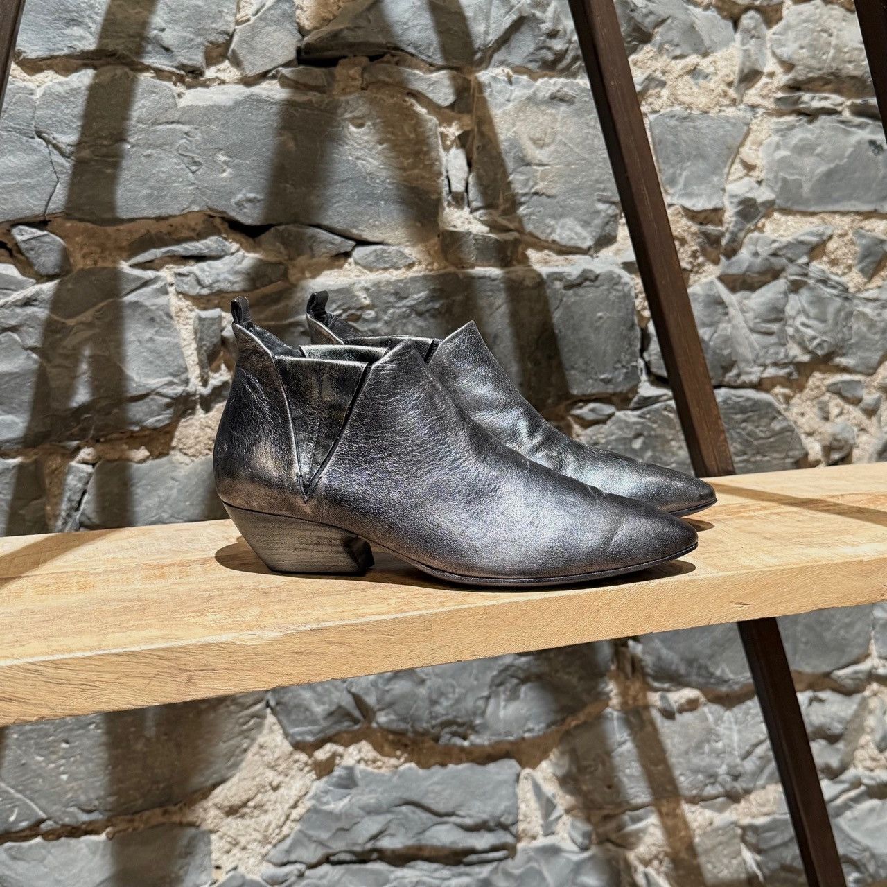 Marsell Silver Metallic Distressed Ankle Boots