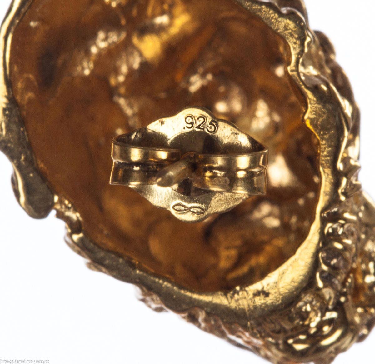 Designer 18 kt Gold Plated Brass Etruscan Lion Earrings Alberto Juan Size ONE SIZE - 6 Thumbnail
