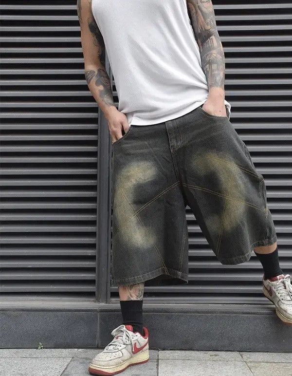Japanese Brand Distressed Double Stitching Jorts Vintage Style Baggy Cholo Size US 29 - 2 Thumbnail