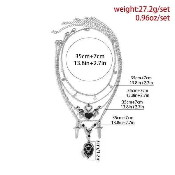 Japanese Brand × Vintage Goth Demon Wings Sword Black Heart Pendant Necklace Size ONE SIZE - 3 Thumbnail