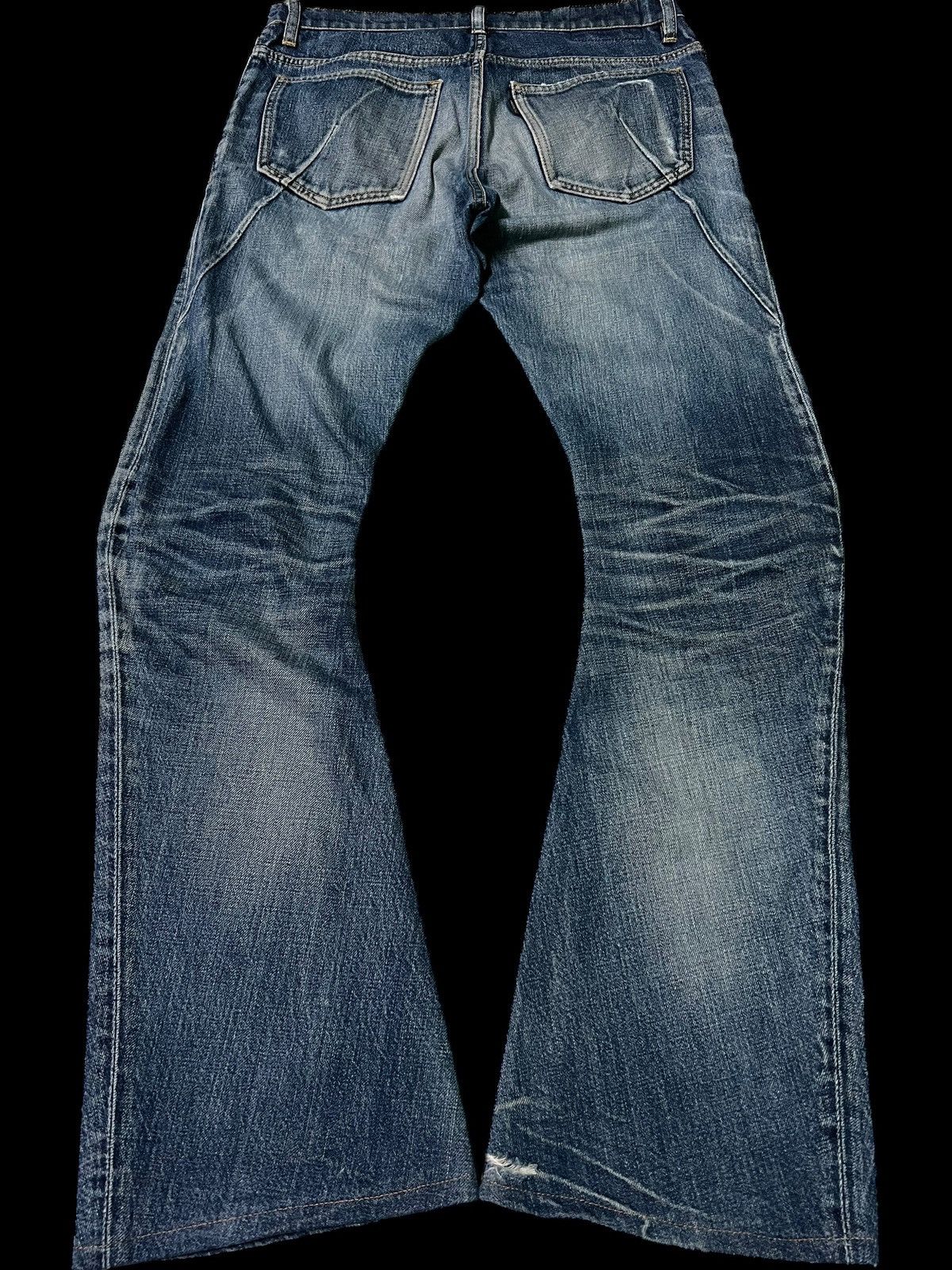 Attachment × If Six Was Nine × PPFM 💥Insane 90’s Japanese Attachment Curved Distress Flare Jean Size US 30 / EU 46 - 2 Thumbnail