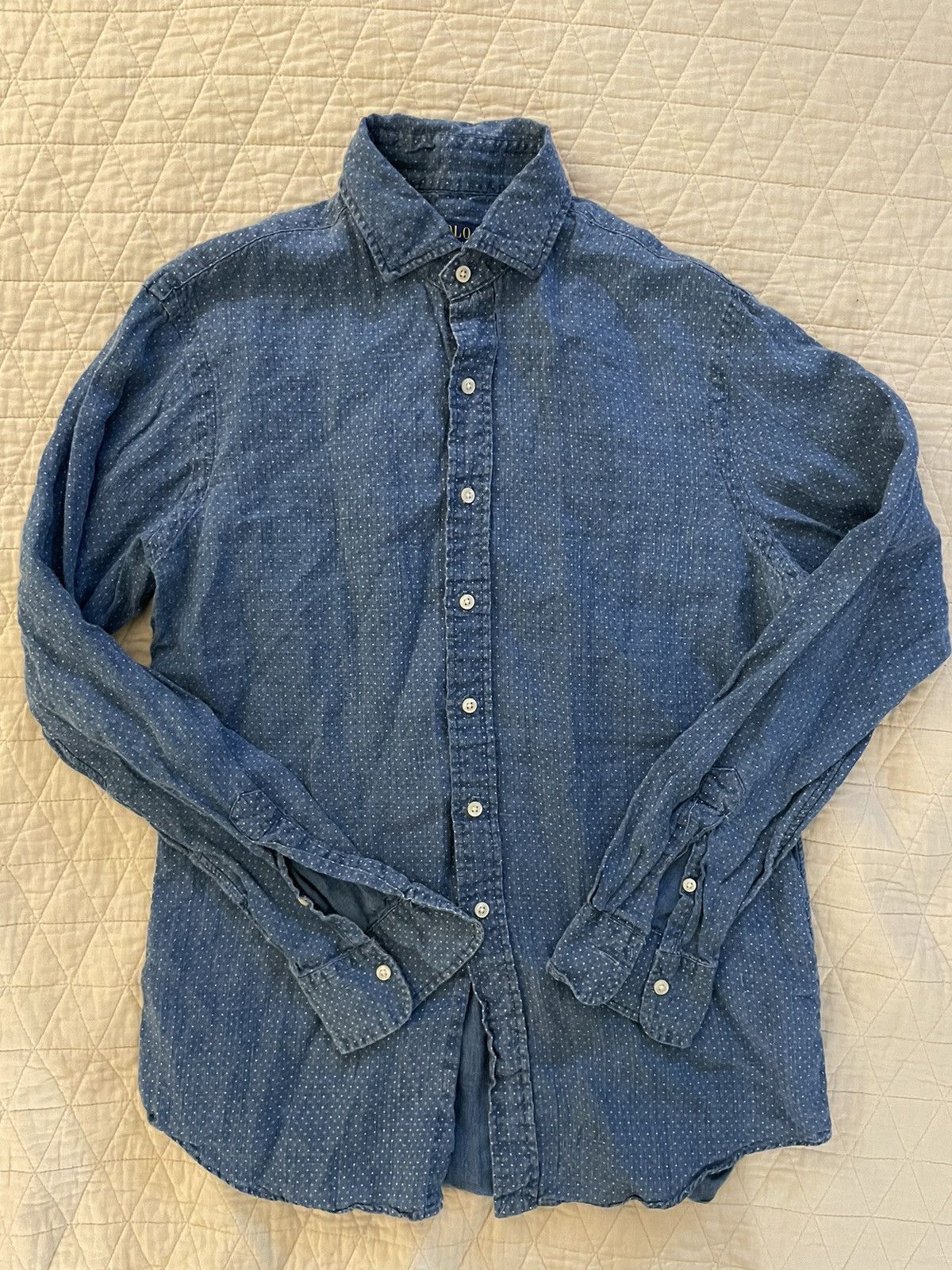 Polo Ralph Lauren Dot Indigo Linen Shirt Size US S / EU 44-46 / 1 - 2 Thumbnail